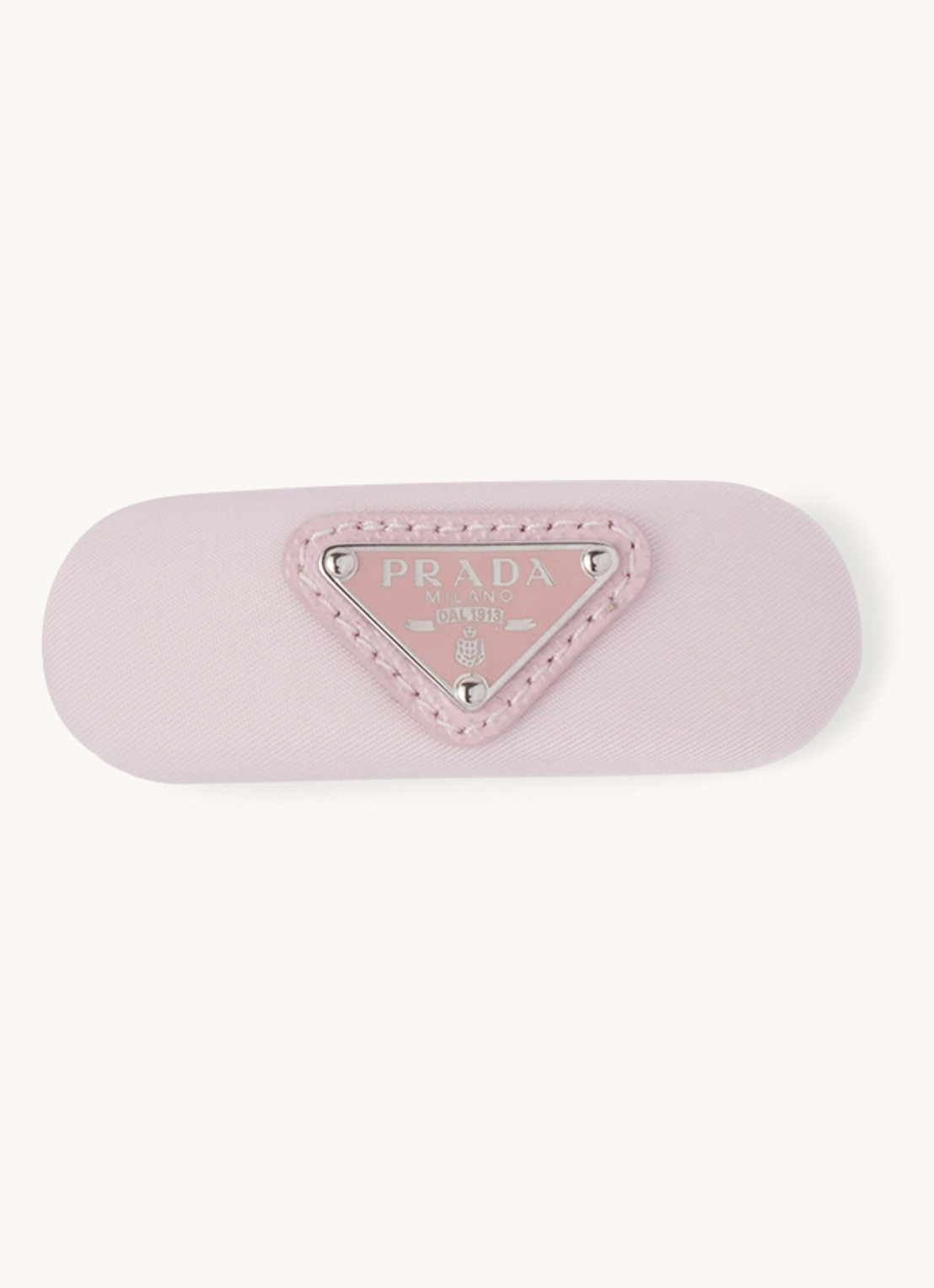 Prada Re-Nylon haarclip met logo - voorkant oudroze