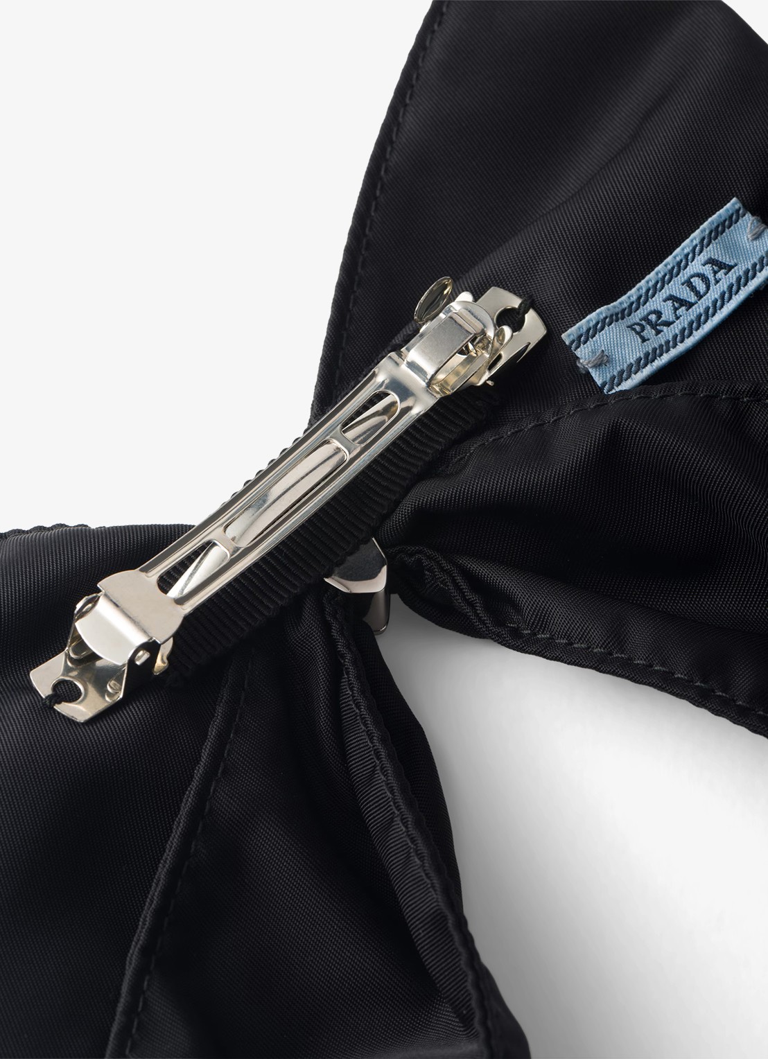 Prada Re-Nylon haarclip met logo - detail 2 zwart