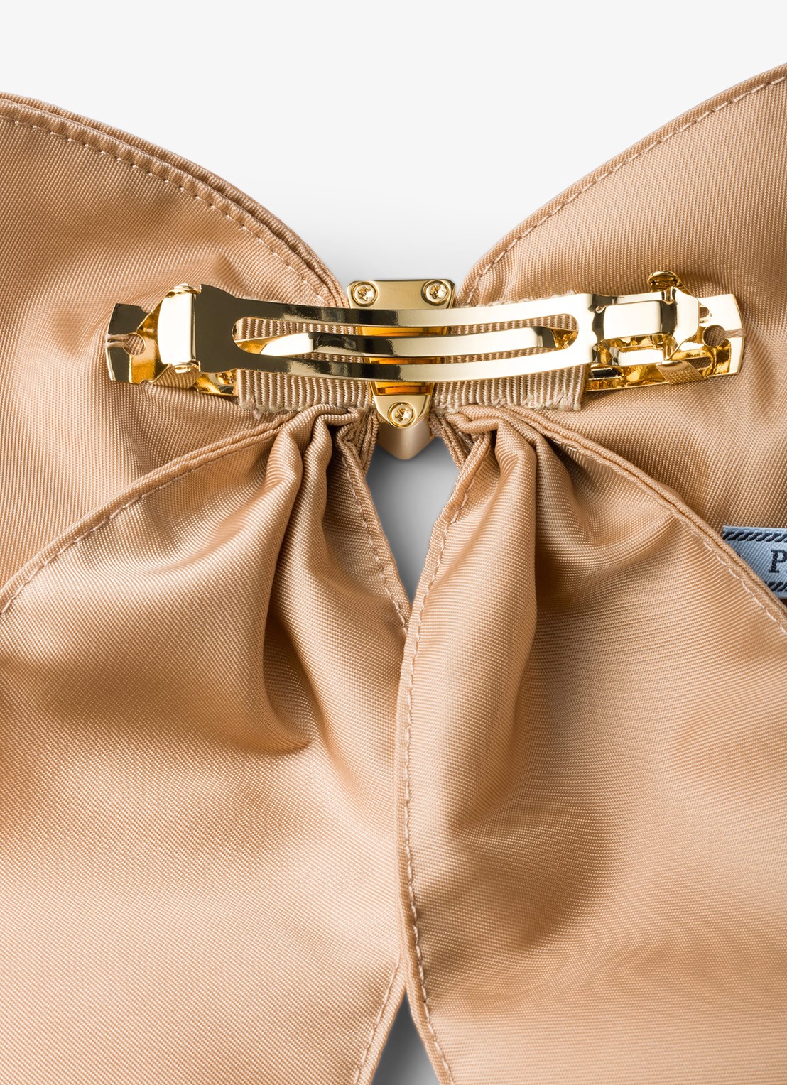 Prada Re-Nylon haarclip met logo - achterkant beige