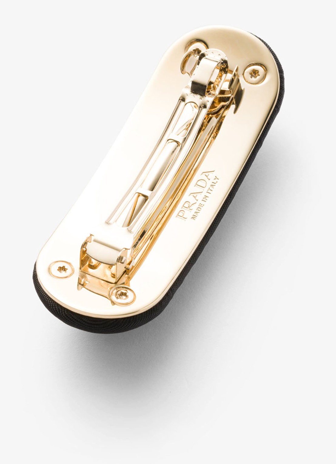 Prada Re-Nylon haarclip met logo - achterkant zwart
