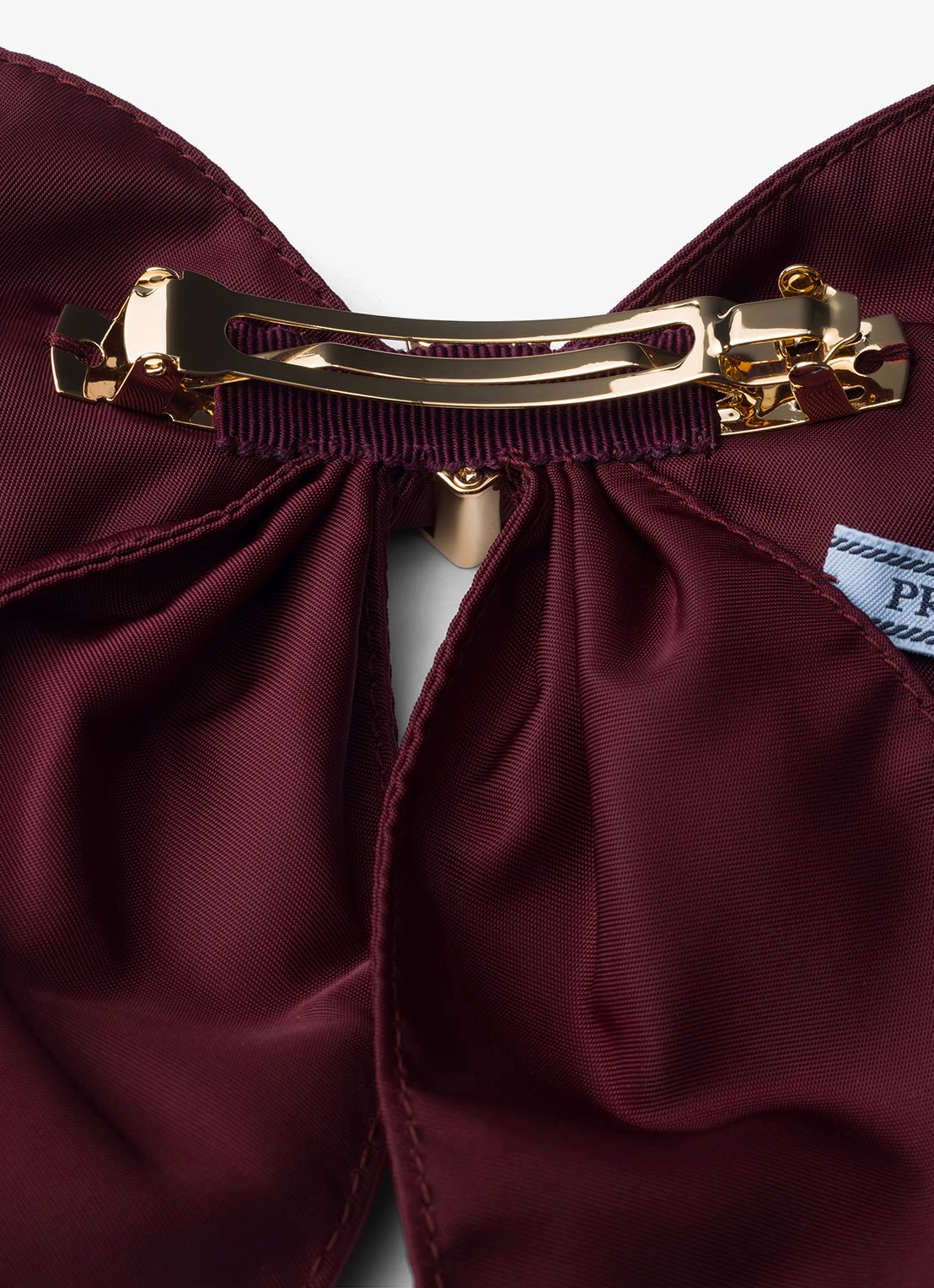 Prada Re-Nylon haarclip met logo - detail 2 bordeauxrood