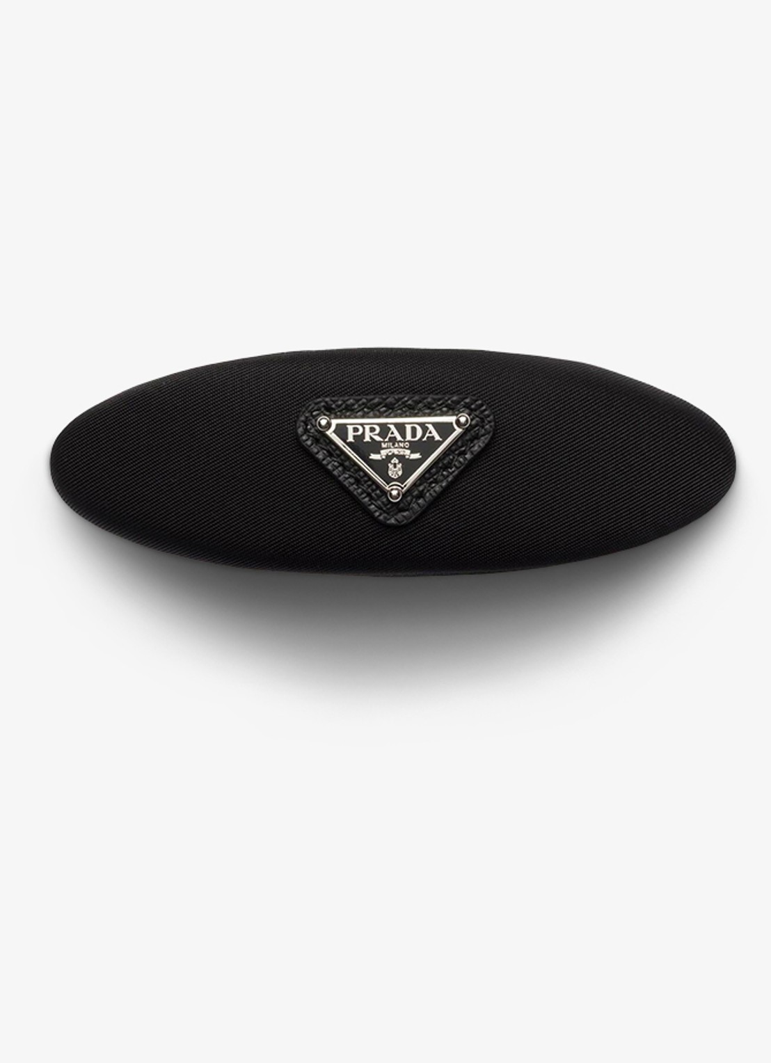 Prada Re-Nylon haarclip met logo - voorkant zwart