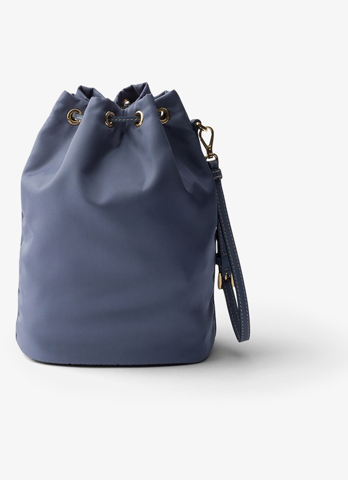 Prada Re-Nylon handtas met leren details en logo - achterkant 6 staalblauw
