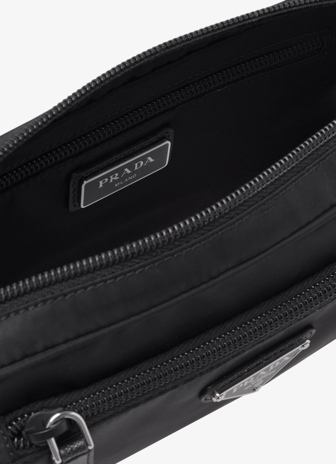 Prada Re-Nylon heuptas met leren details - detail 4 zwart