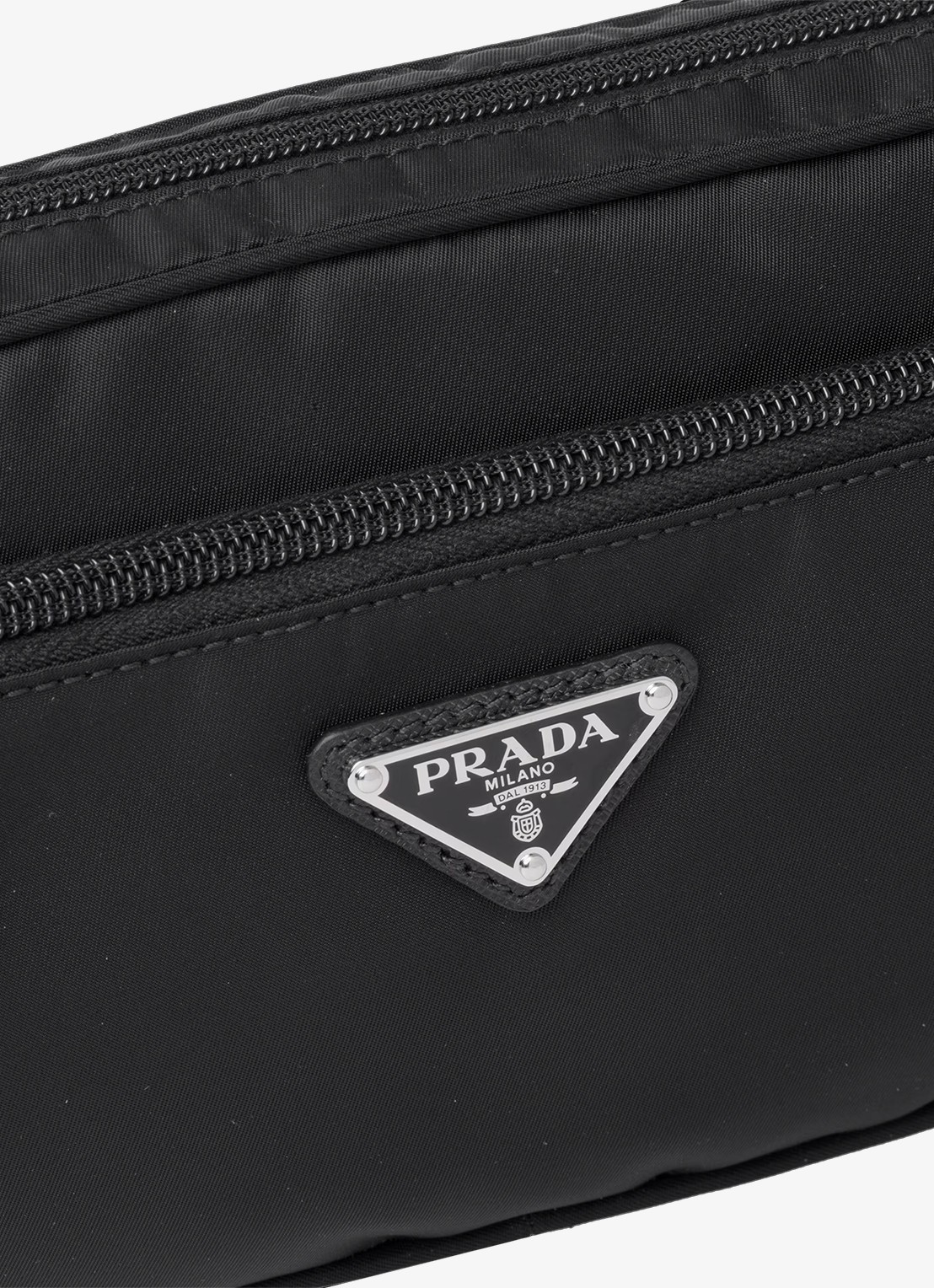 Prada Re-Nylon heuptas met leren details - detail 5 zwart