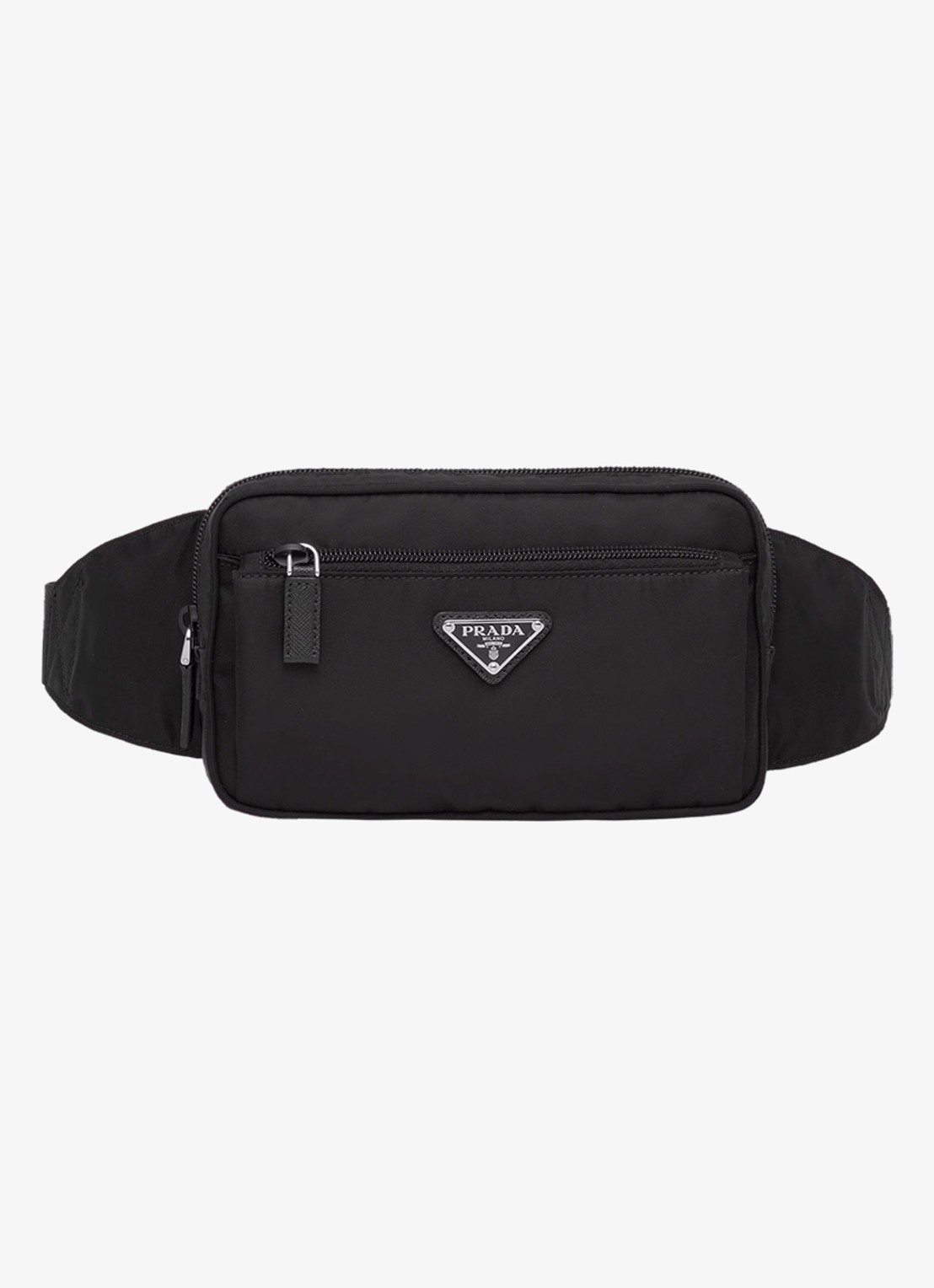 Prada Re-Nylon heuptas met leren details - voorkant zwart