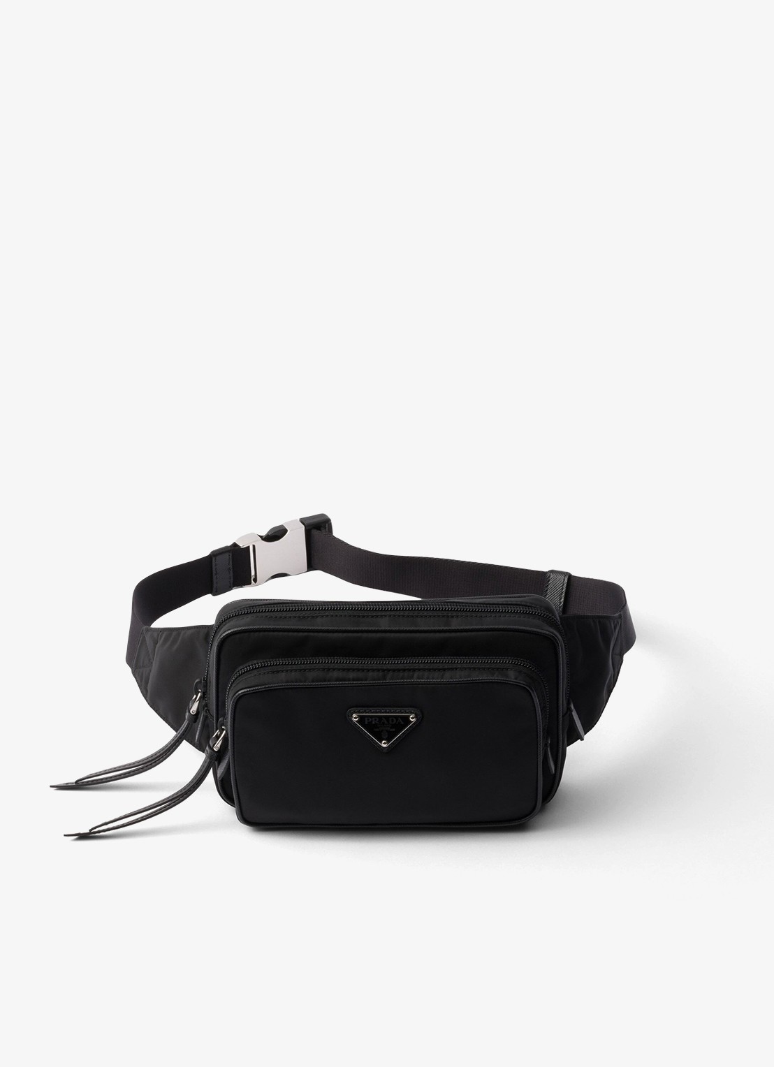 Prada Re-Nylon heuptas met leren details - voorkant 4 zwart