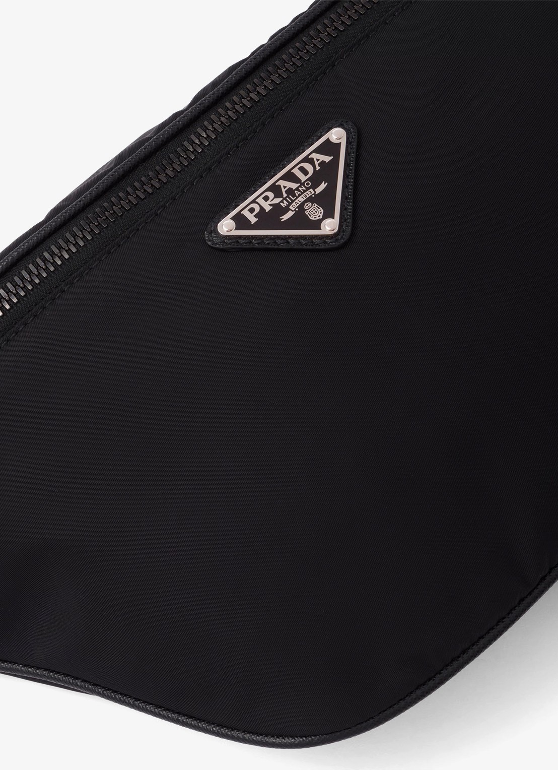 Prada Re-Nylon heuptas met leren details - detail 4 zwart
