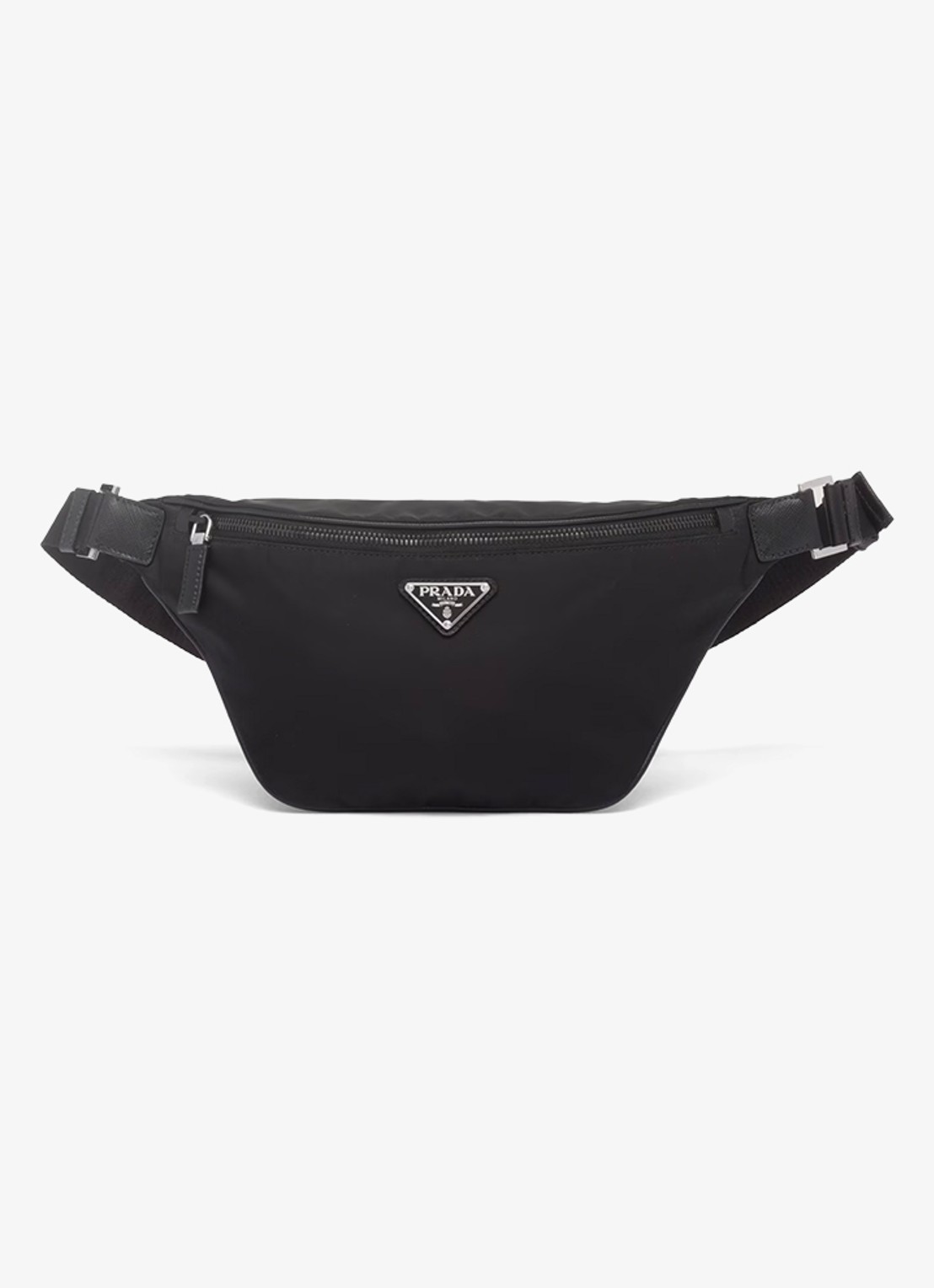 Prada Re-Nylon heuptas met leren details - voorkant 6 zwart