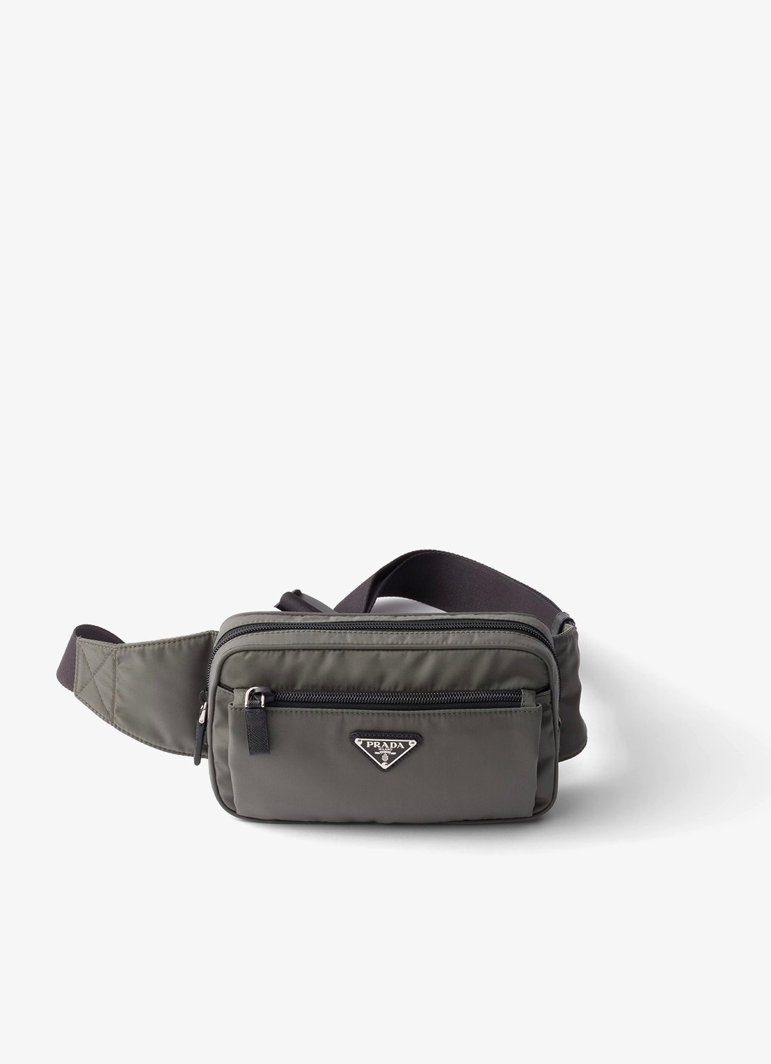 Prada Re-Nylon heuptas met leren details - voorkant 5 olijfgroen