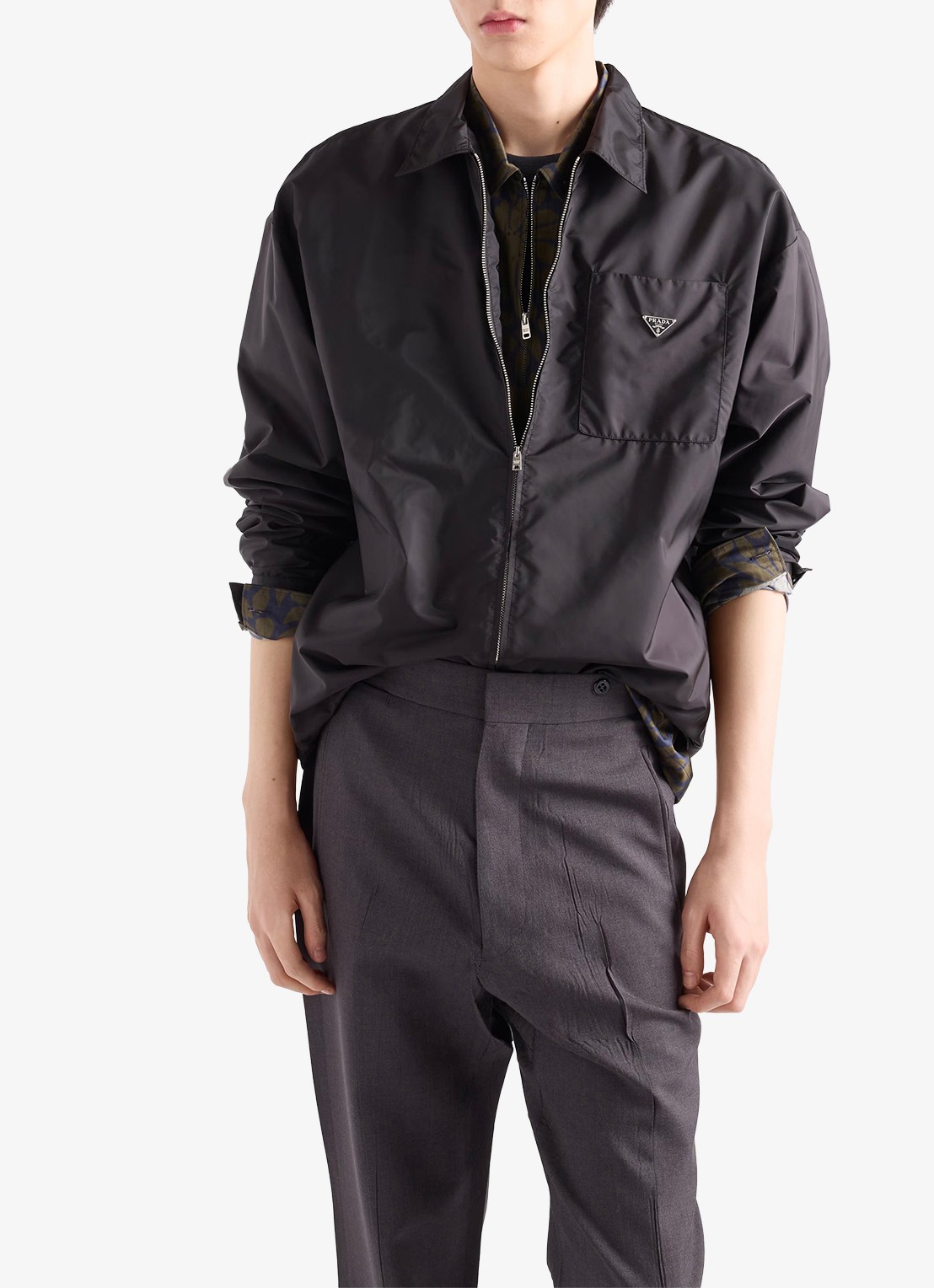 Prada Re-Nylon jack met borstzak - detail 3 zwart