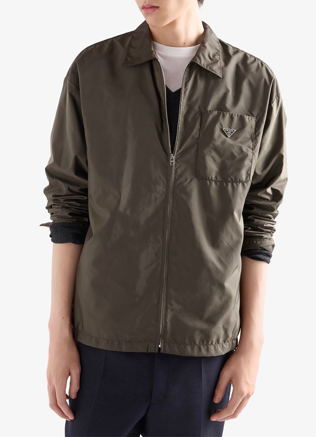 Prada Re-Nylon jack met borstzak - detail groen