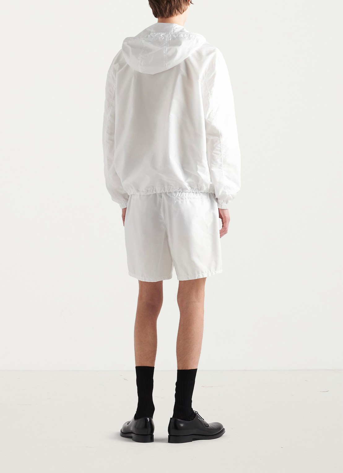 Prada Re-Nylon jack met capuchon en logo - detail 5 wit