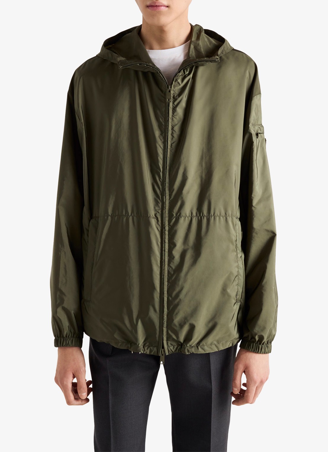 Prada Re-Nylon jack met capuchon en ritszakken - detail 4 legergroen