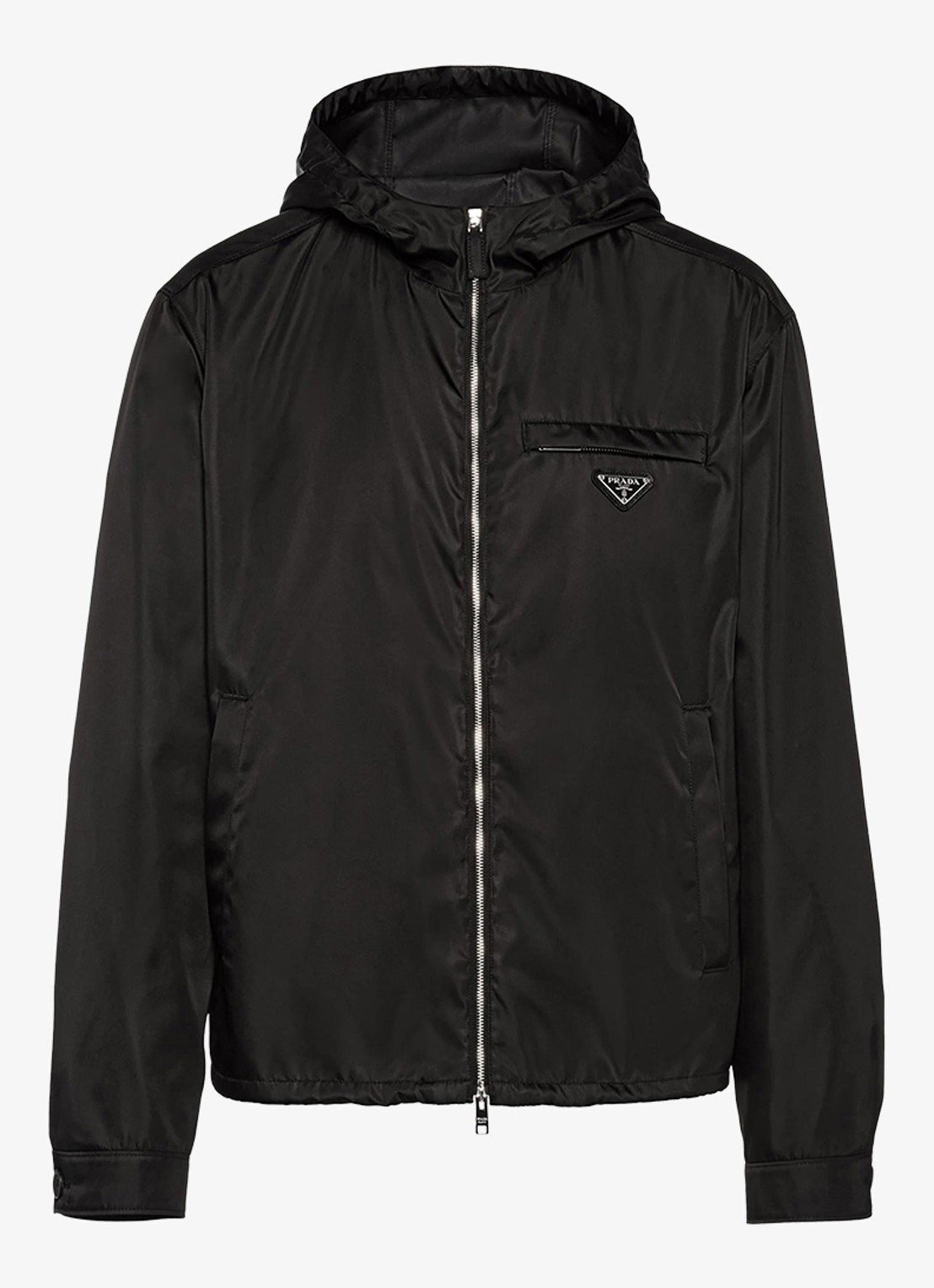 Prada Re-Nylon jack met capuchon en ritszakken - voorkant zwart