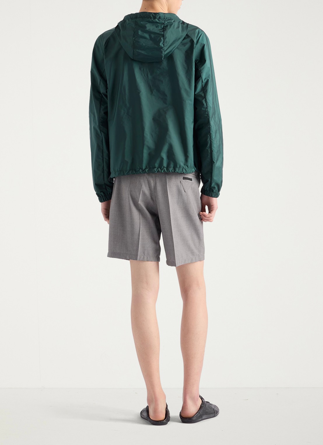 Prada Re-Nylon jack met capuchon en steekzakken - achterkant 3 groen