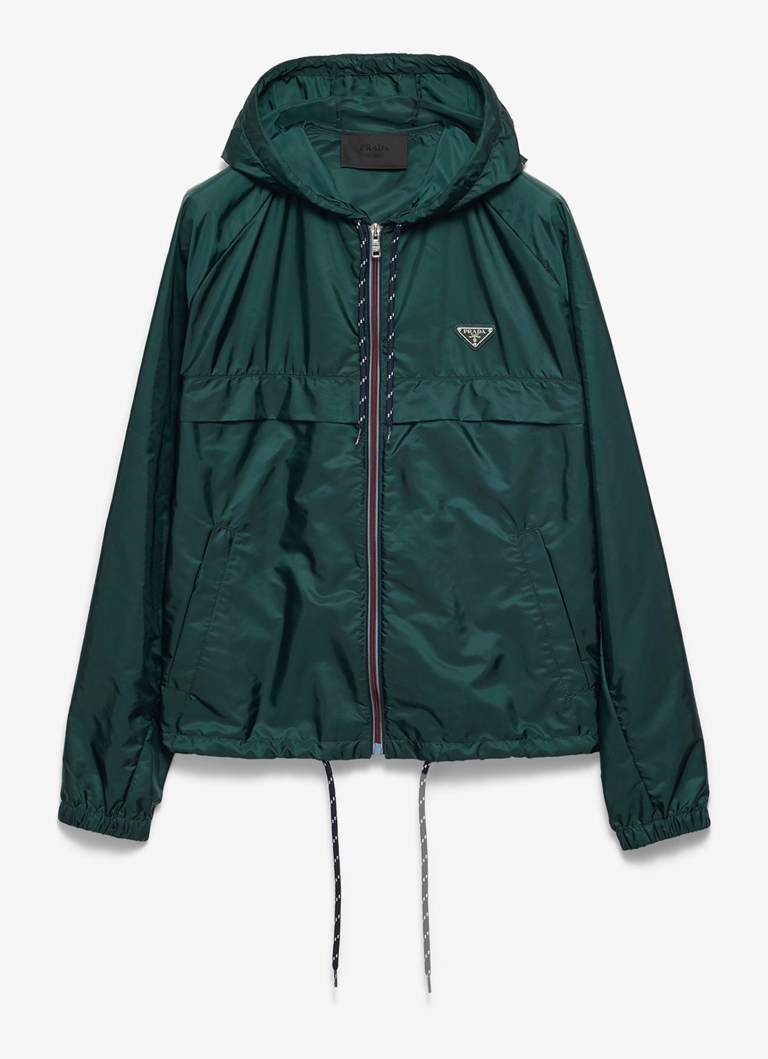 Prada Re-Nylon jack met capuchon en steekzakken - voorkant groen