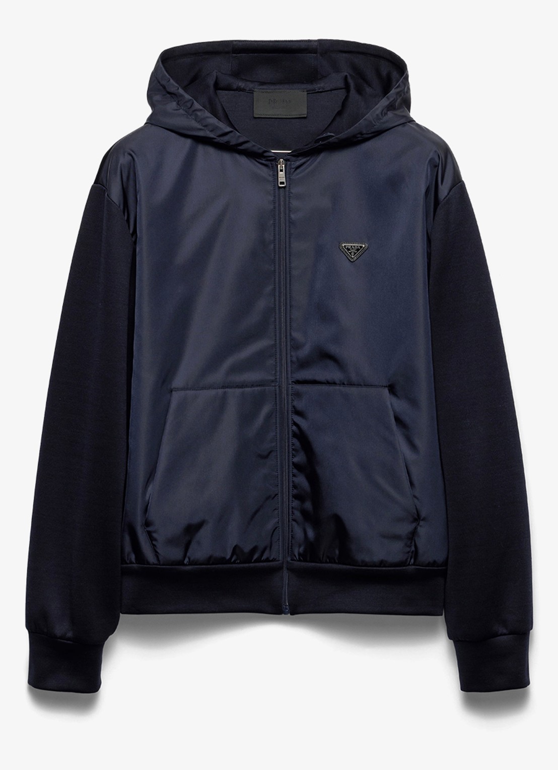 Prada Re-Nylon jack met capuchon en steekzakken - voorkant 5 donkerblauw