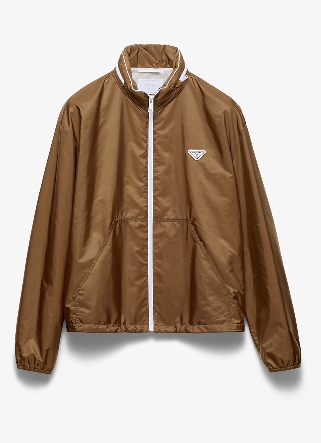 Prada Re-Nylon jack met opbergbare capuchon - voorkant 5 camel