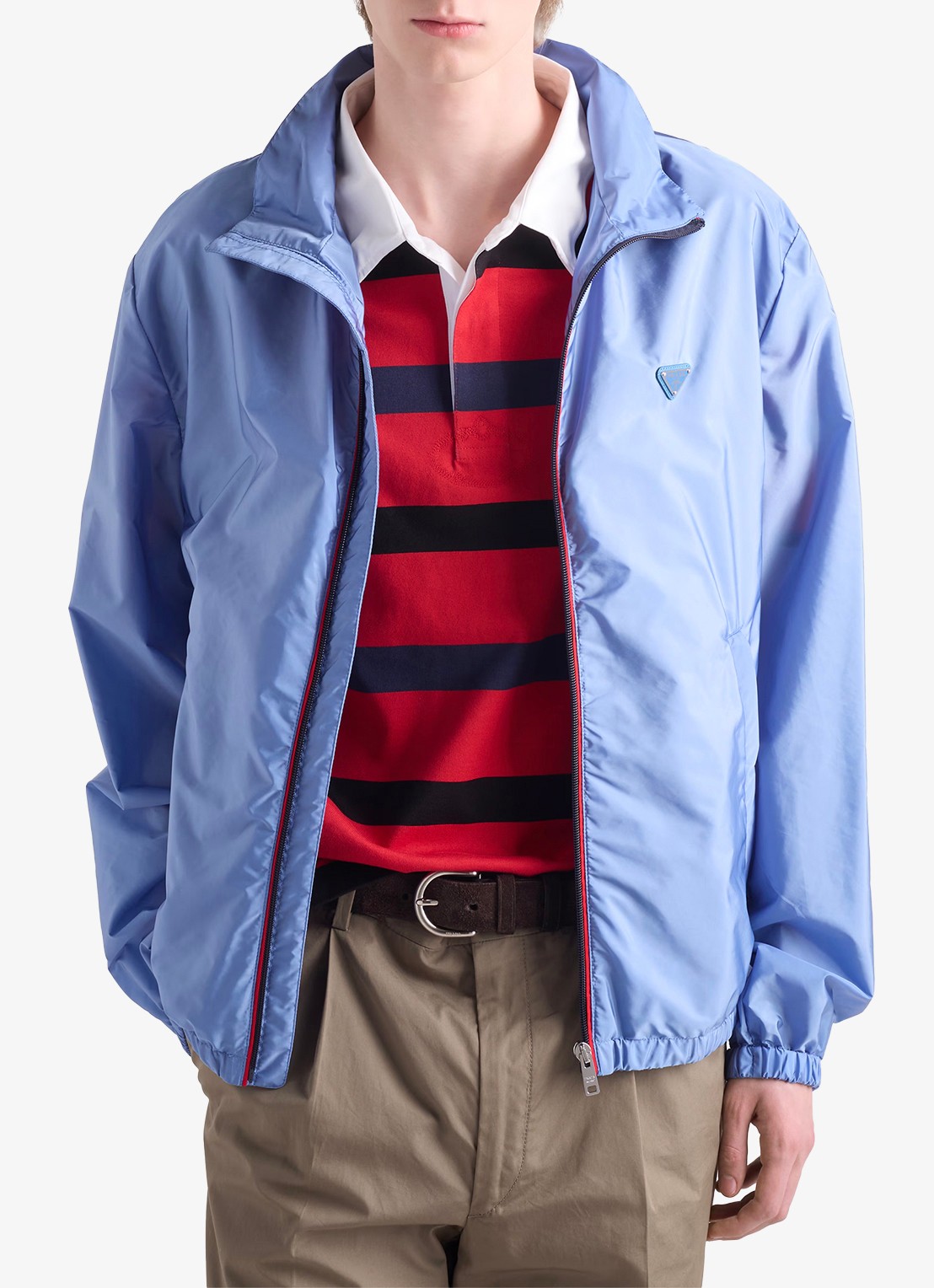 Prada Re-Nylon jack met ritszakken - detail 2 lichtblauw