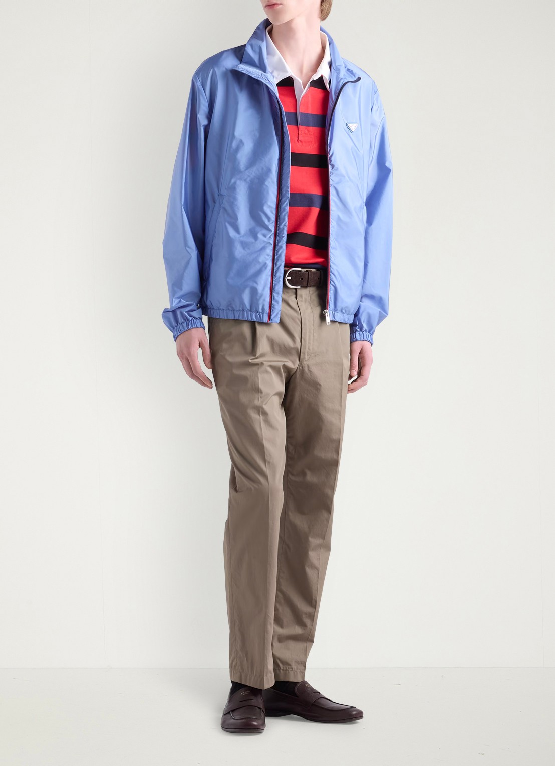 Prada Re-Nylon jack met ritszakken - voorkant 5 lichtblauw