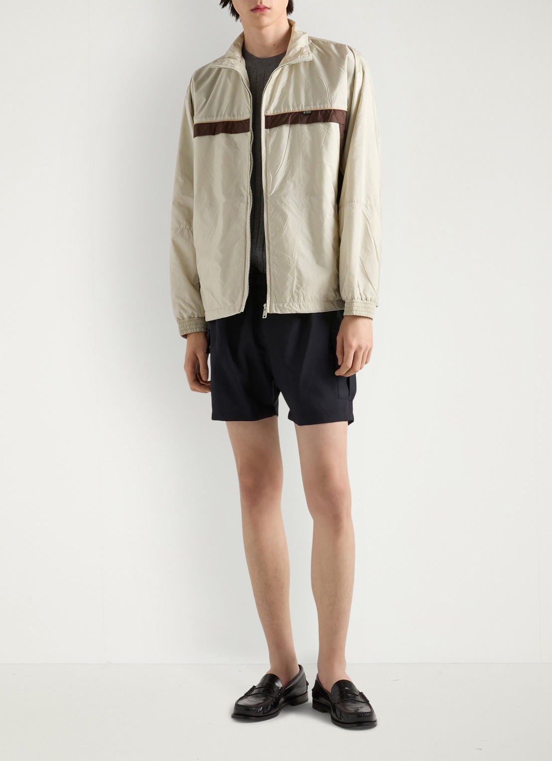 Prada Re-Nylon jack met steekzakken - voorkant 4 gebroken wit