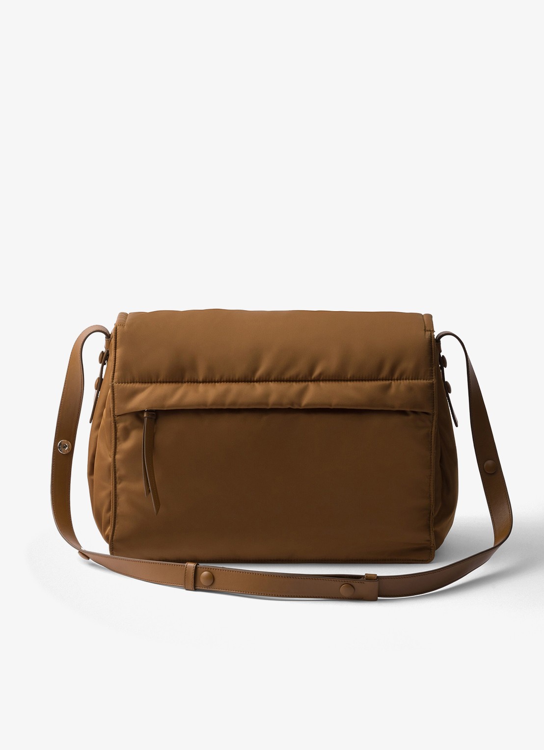 Prada Re-Nylon Large gewatteerde schoudertas - achterkant camel