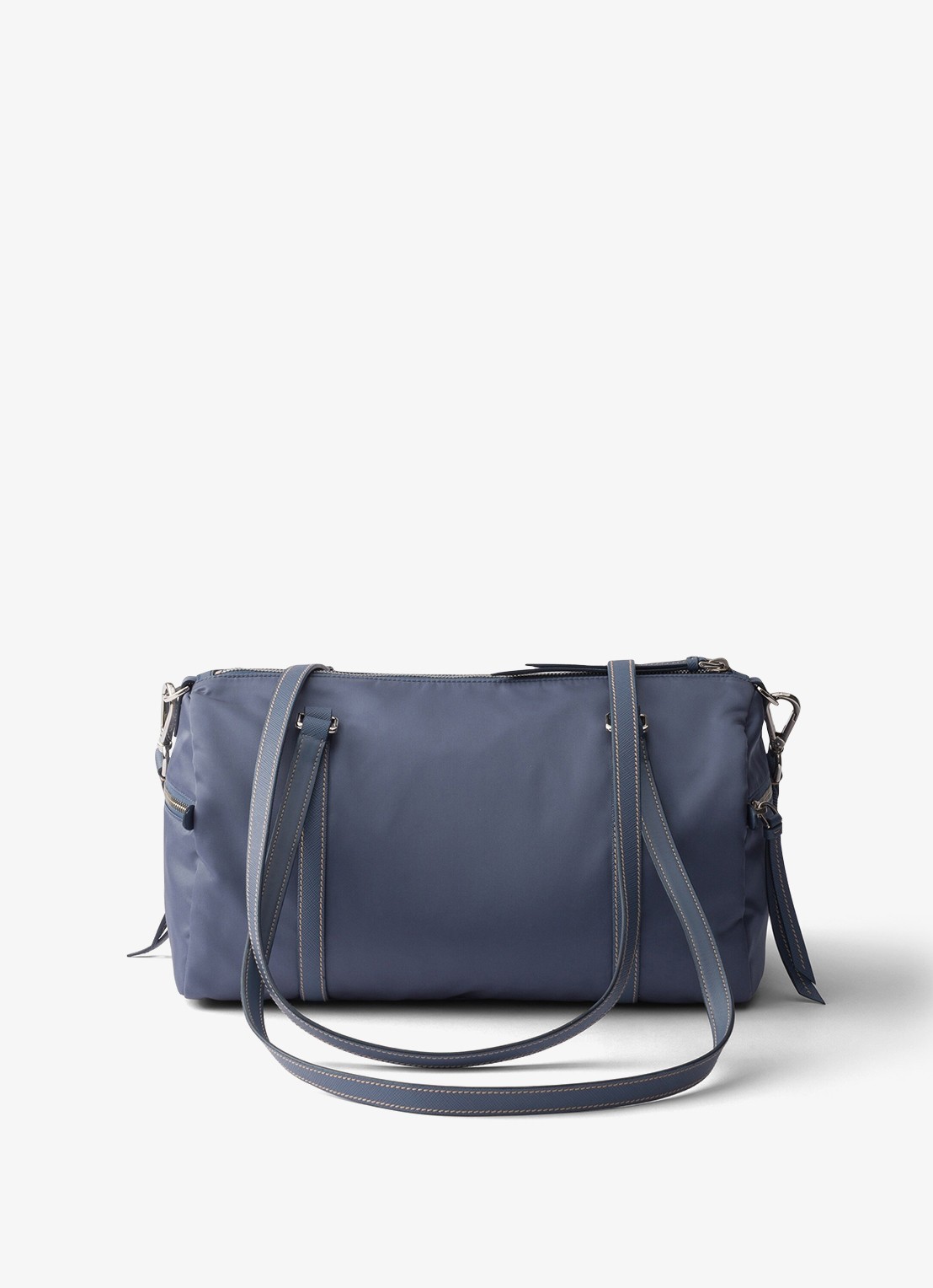 Prada Re-Nylon Large schoudertas met leren details - achterkant blauw