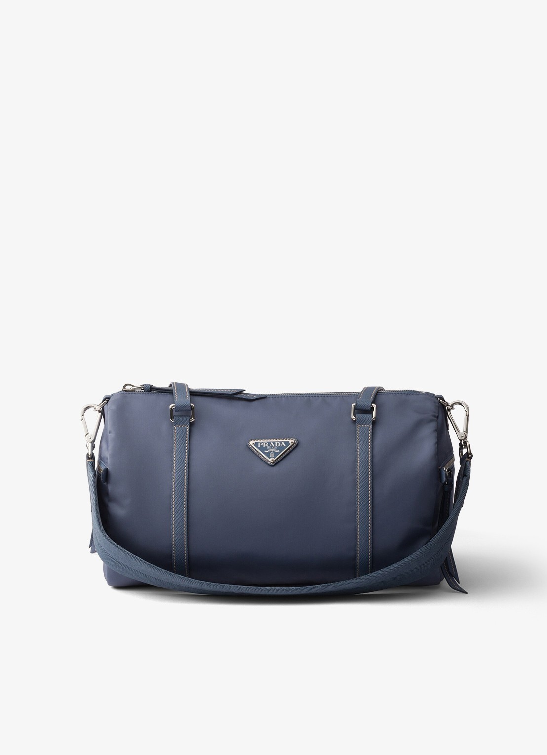 Prada Re-Nylon Large schoudertas met leren details - voorkant 6 blauw