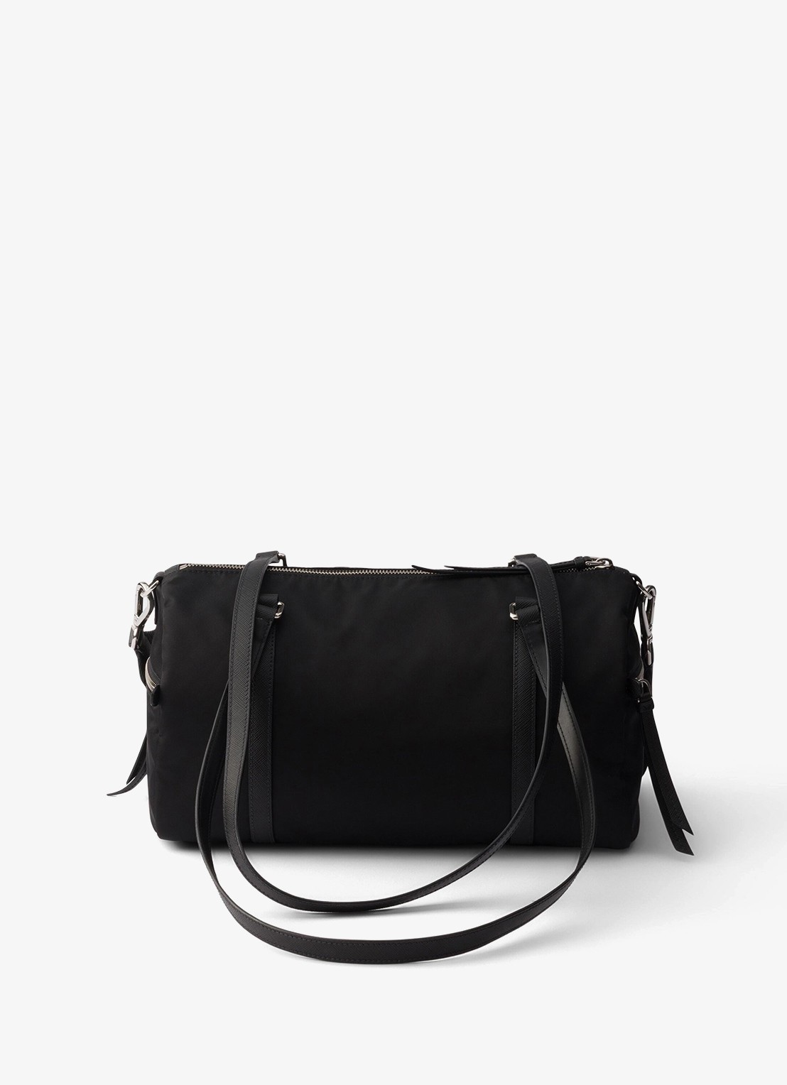 Prada Re-Nylon Large schoudertas met leren details - achterkant 7 zwart