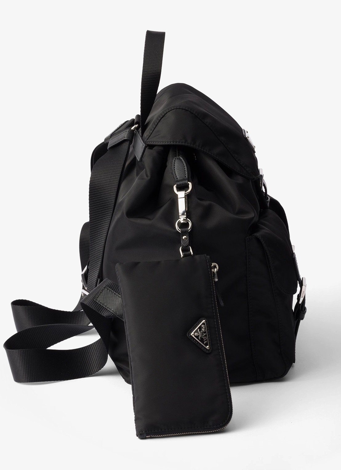 Prada Re-Nylon Medium rugzak met leren details - detail 2 diepzwart