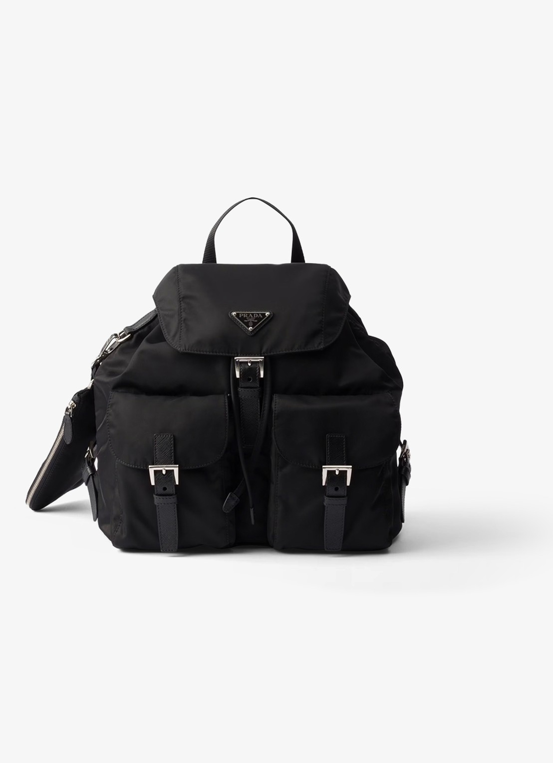 Prada Re-Nylon Medium rugzak met leren details - voorkant 6 diepzwart