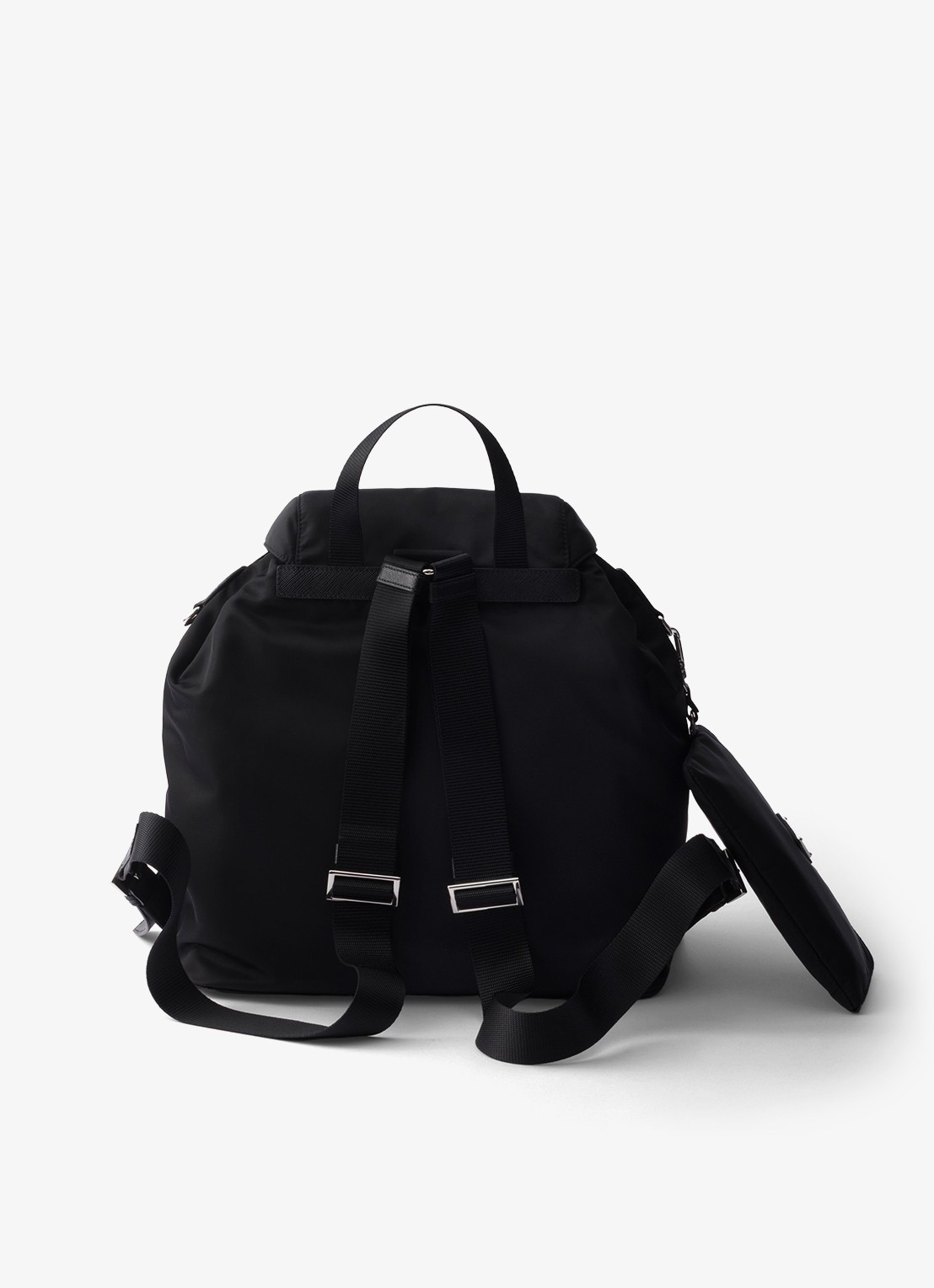 Prada Re-Nylon Medium rugzak met leren details - achterkant zwart