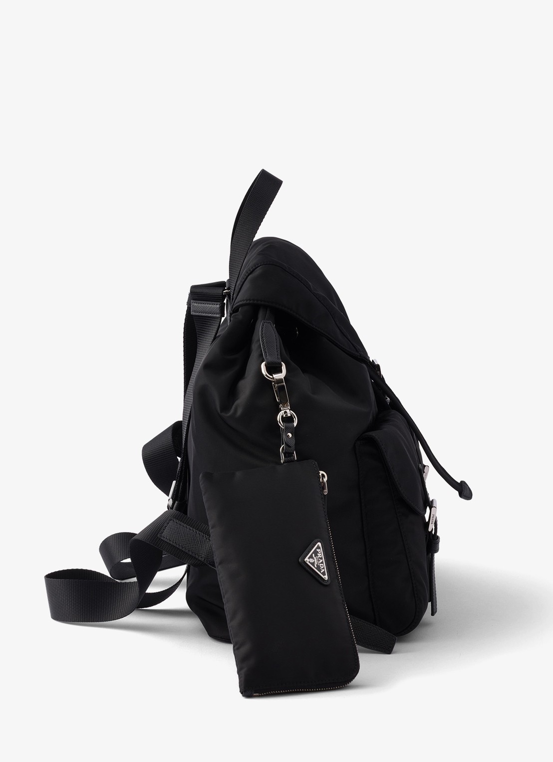 Prada Re-Nylon Medium rugzak met leren details - detail 3 zwart