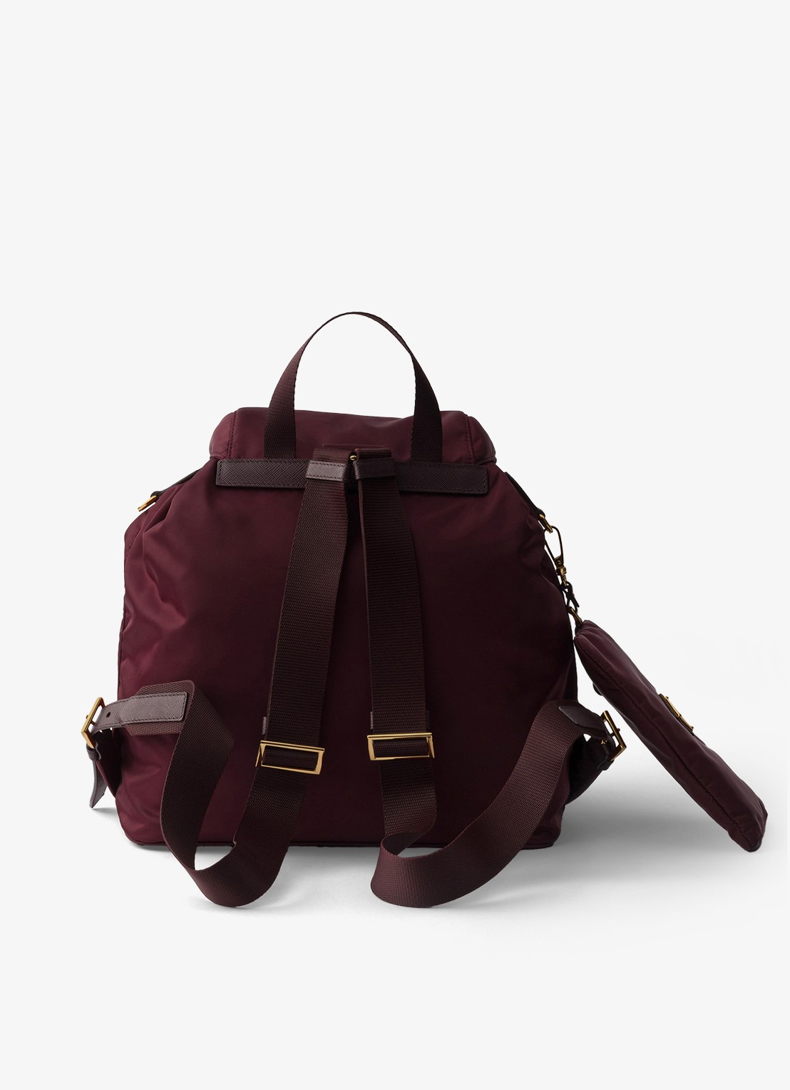Prada Re-Nylon Medium rugzak met leren details - achterkant 6 bordeauxrood
