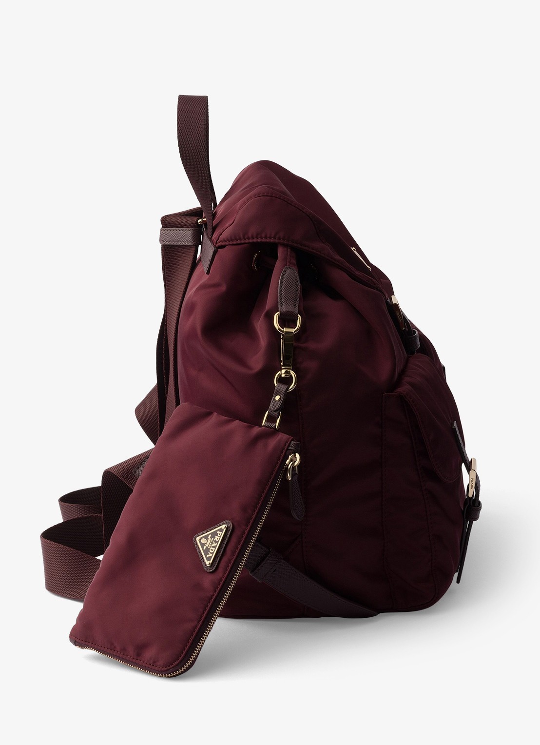 Prada Re-Nylon Medium rugzak met leren details - detail 3 bordeauxrood