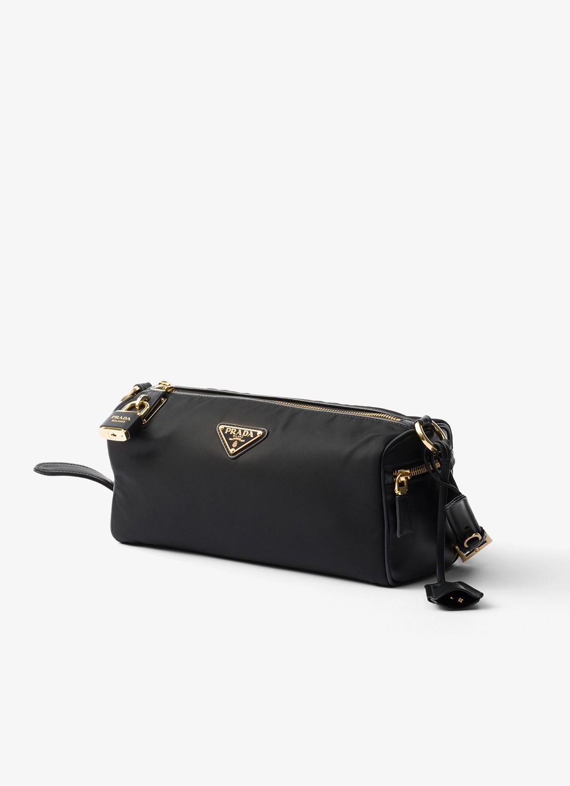 Prada Re-Nylon Medium schoudertas met leren details - voorkant 2 zwart