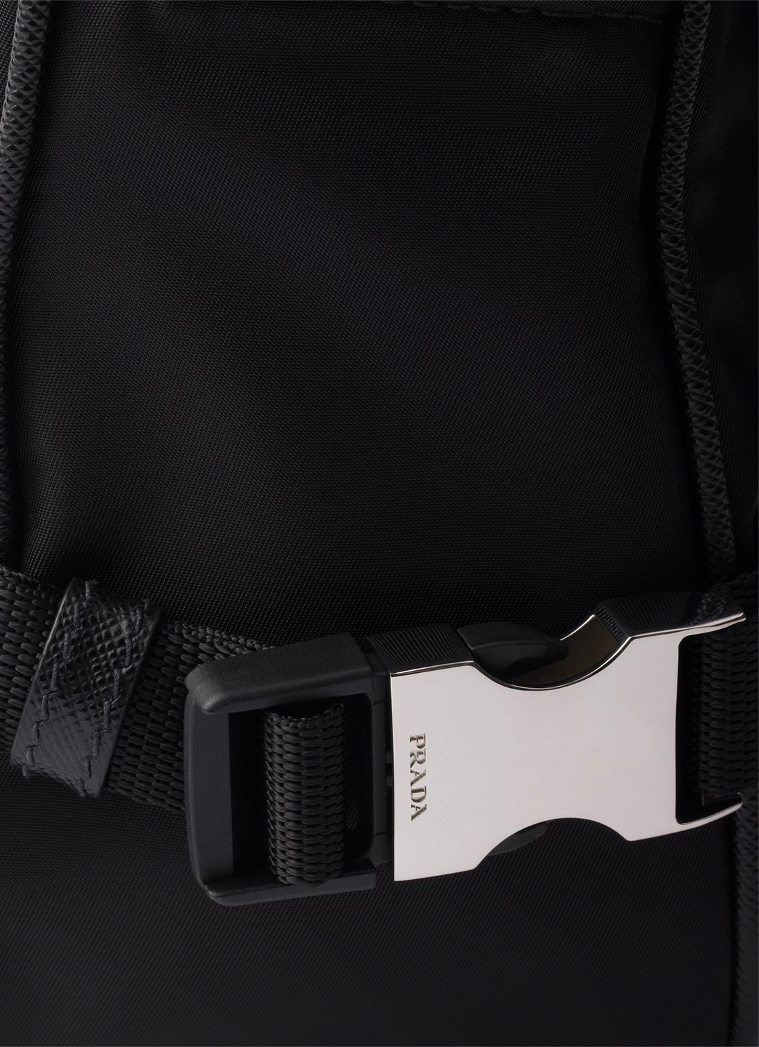 Prada Re-Nylon Medium schoudertas met leren details - detail 2 zwart