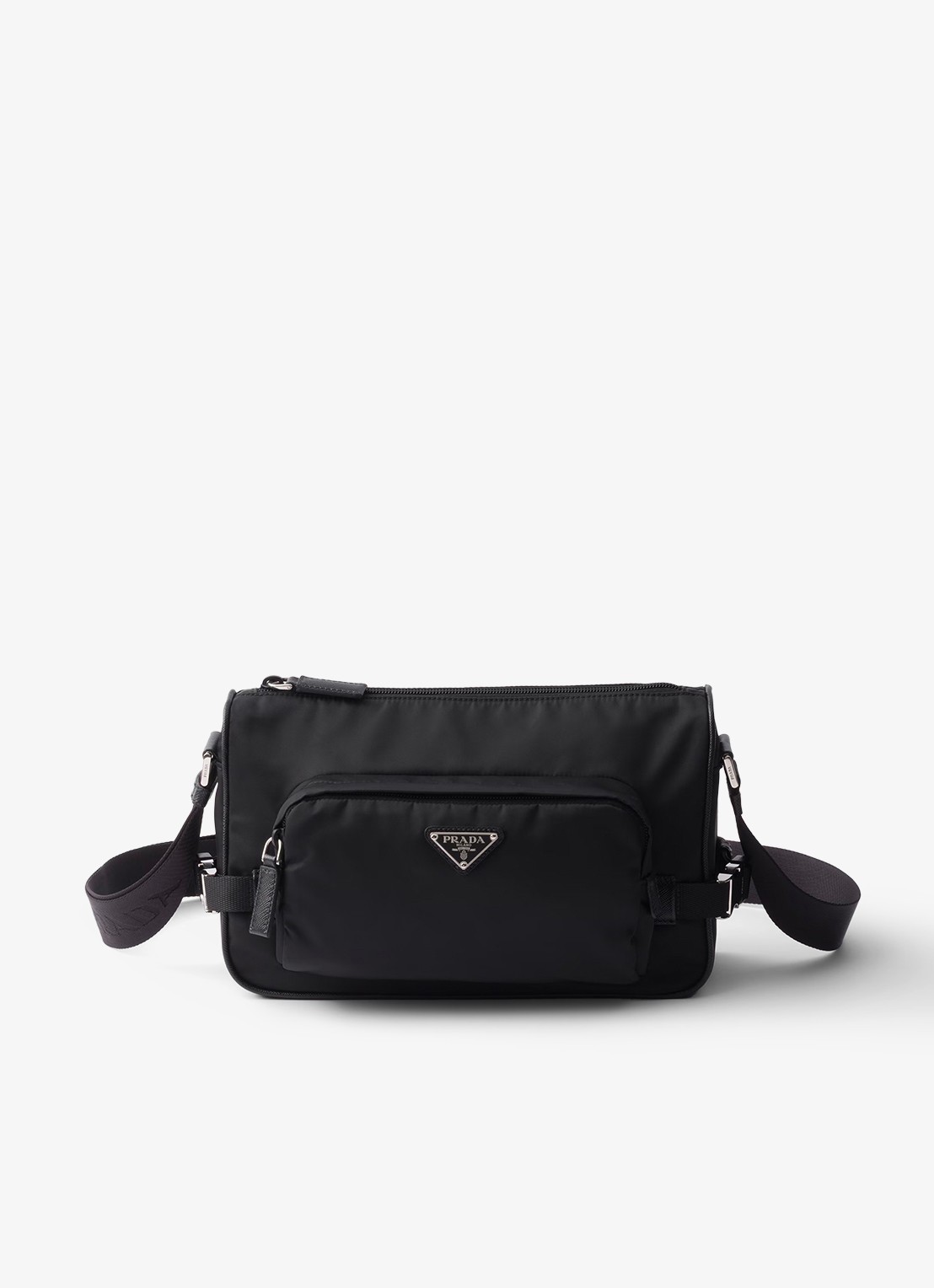 Prada Re-Nylon Medium schoudertas met leren details - voorkant 3 zwart