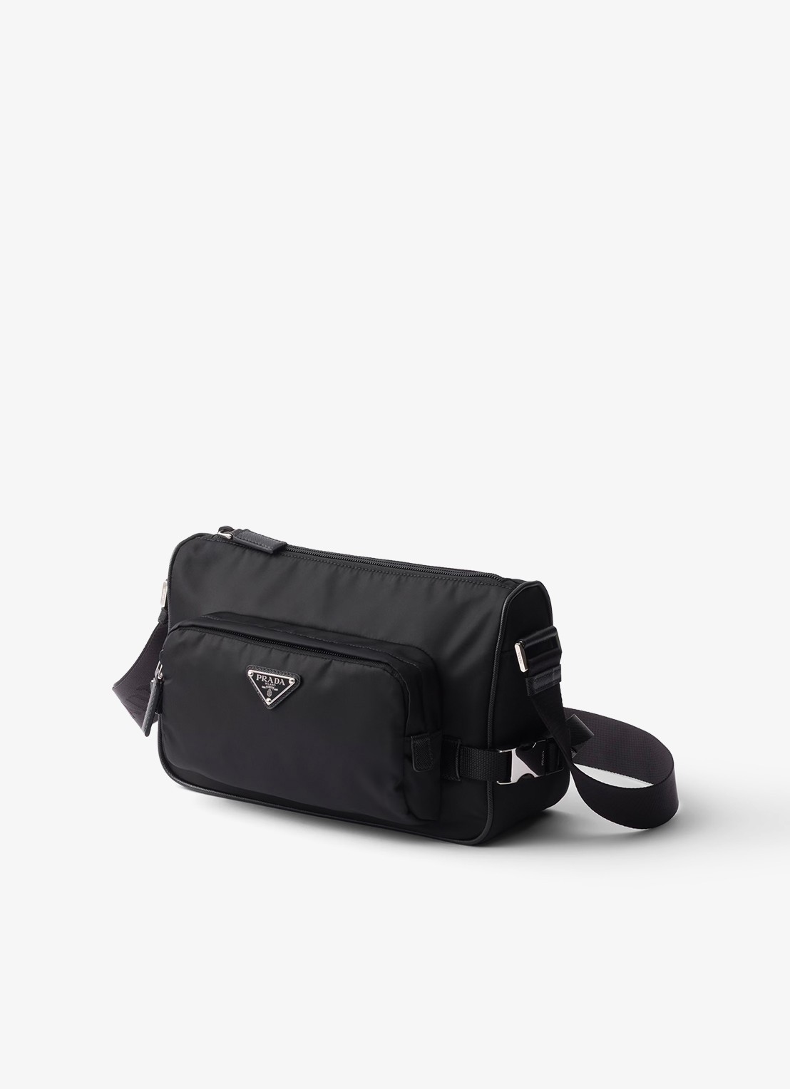 Prada Re-Nylon Medium schoudertas met leren details - voorkant 4 zwart