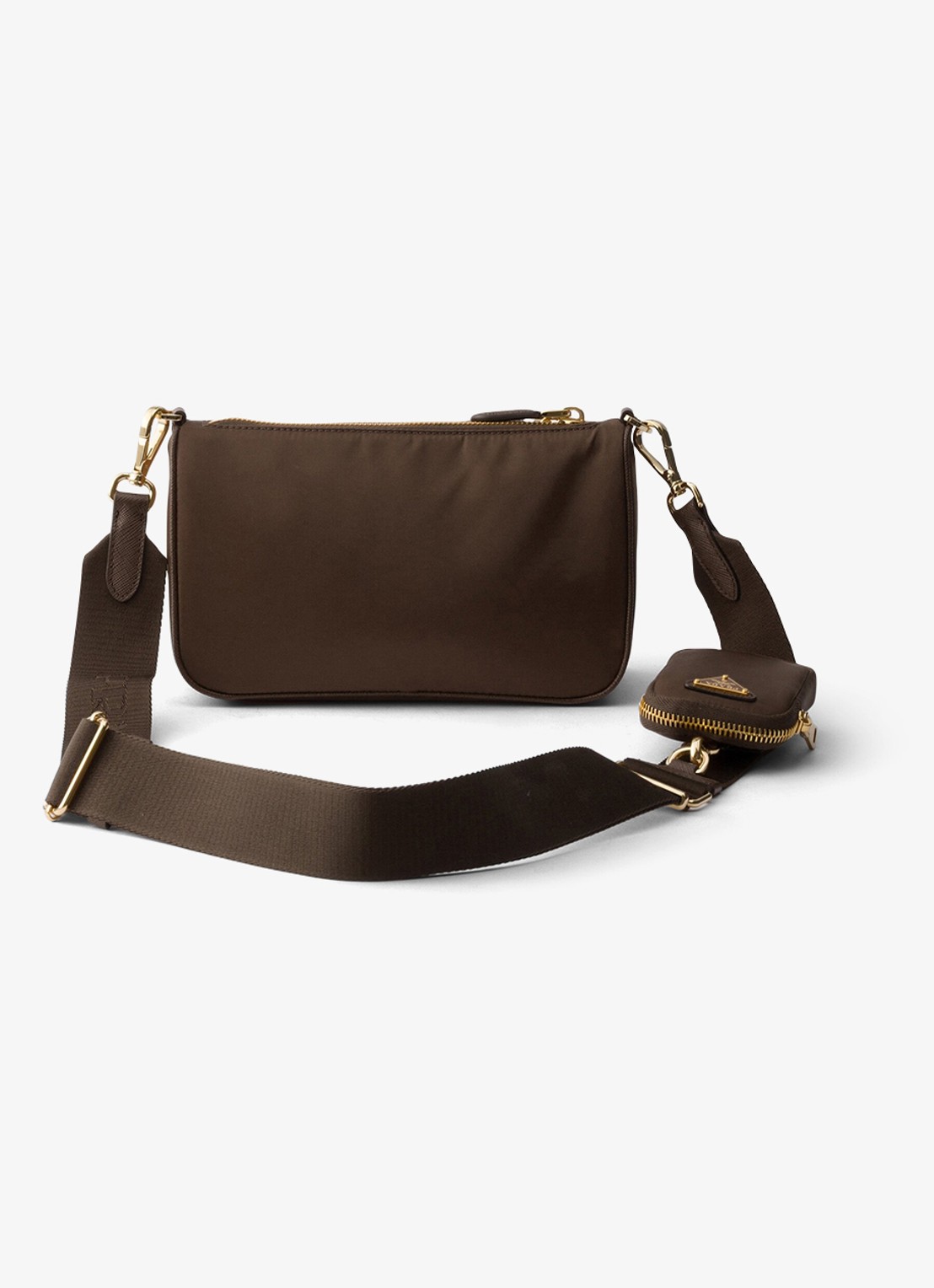 Prada Re-Nylon Mini schoudertas met leren details - achterkant 6 donkerbruin