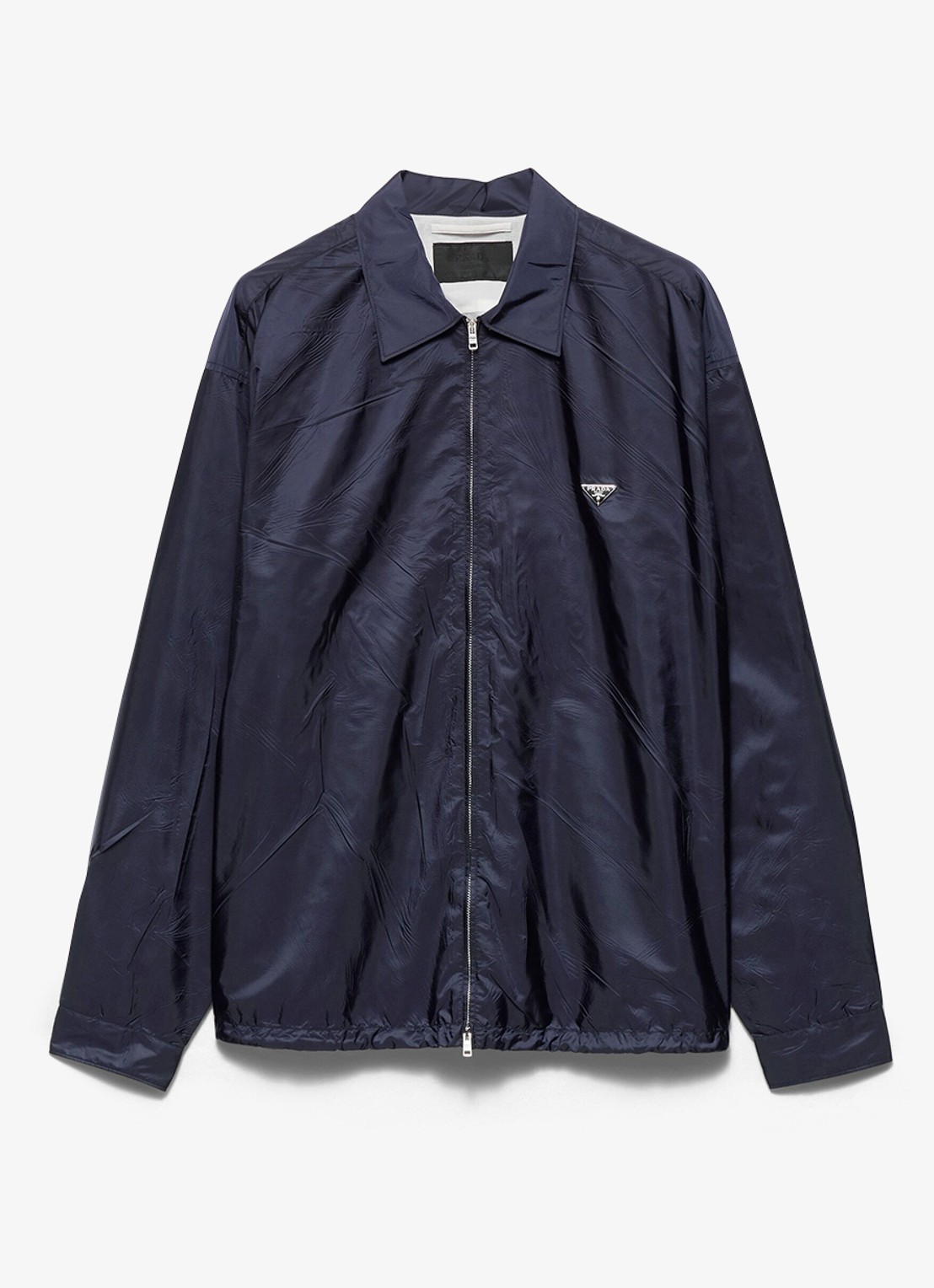 Prada Re-Nylon overshirt met logo - voorkant donkerblauw