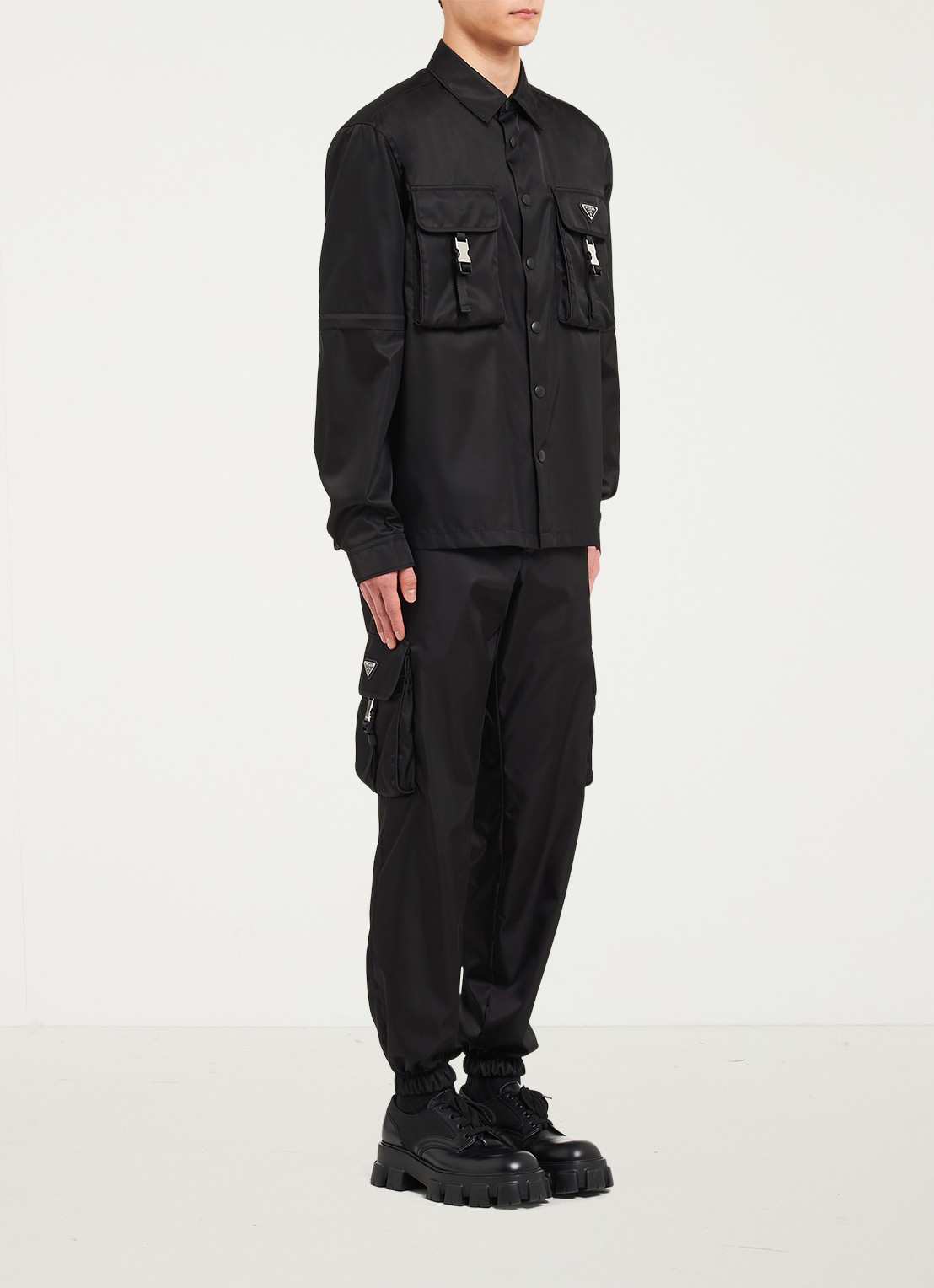 Prada Re-Nylon oversized fit overshirt met borstzakken - voorkant 6 zwart