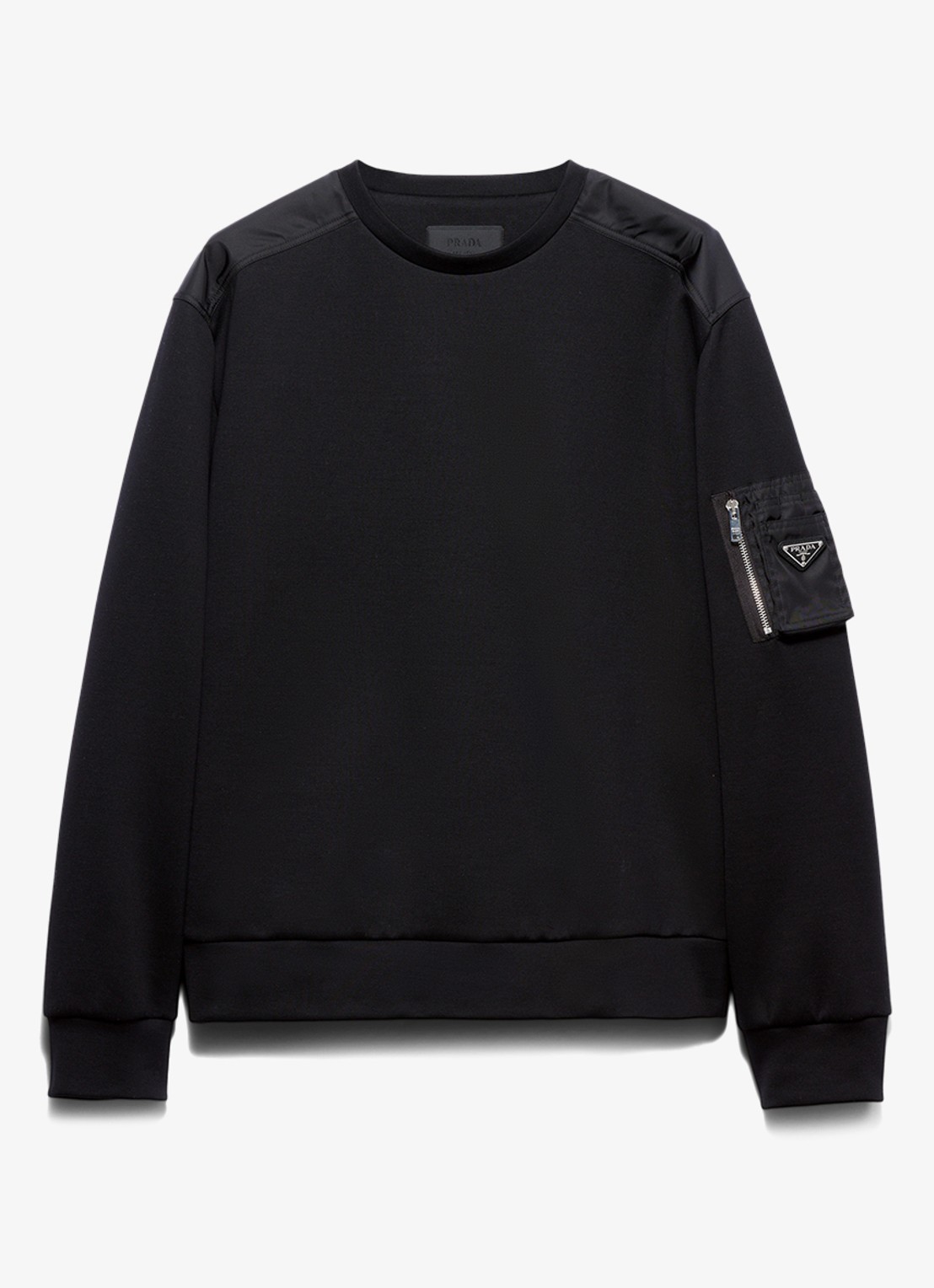 Prada Re-Nylon oversized sweater met ritszak - voorkant zwart