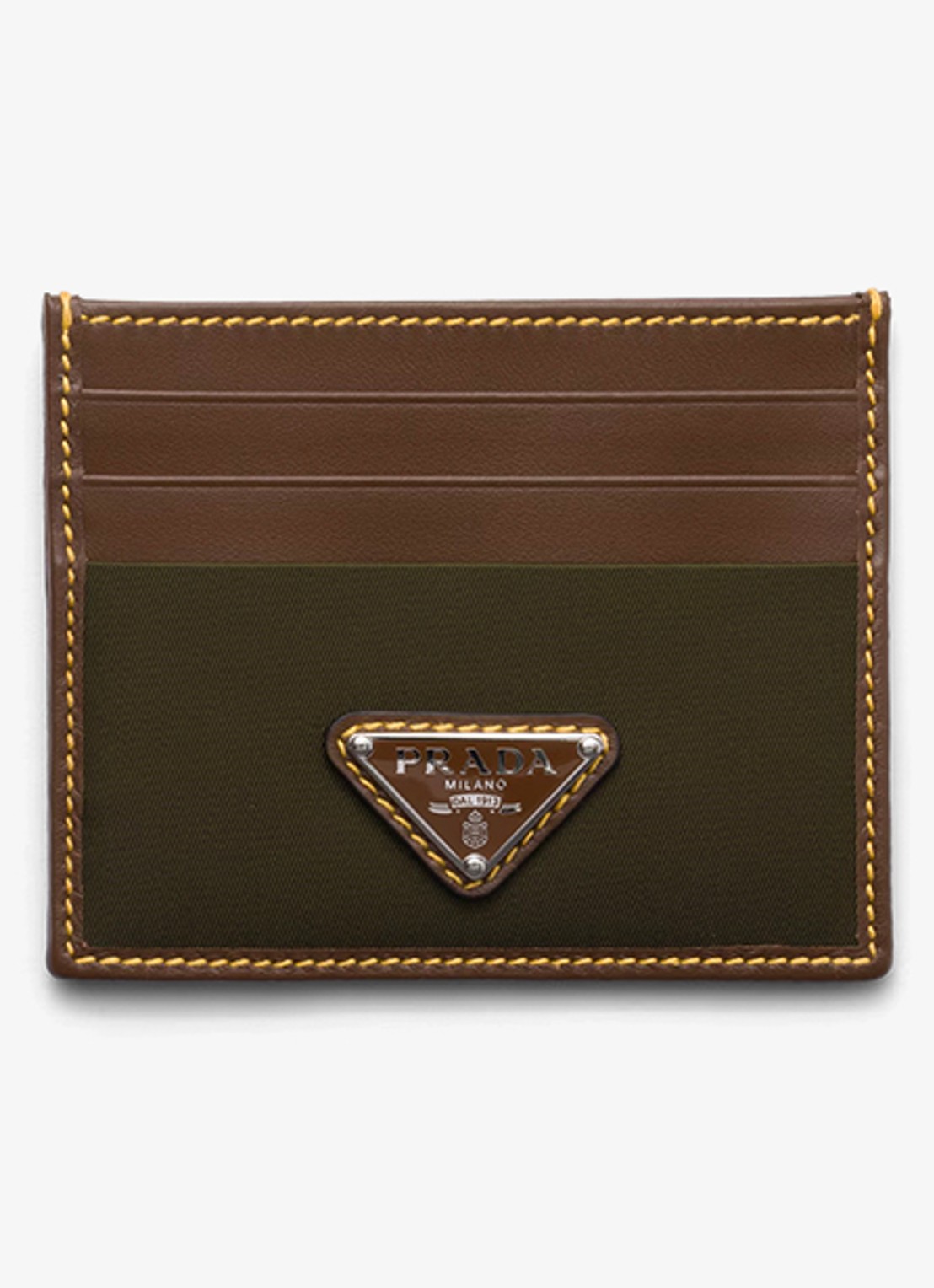 Prada Re-Nylon pasjeshouder met leren details - voorkant groen