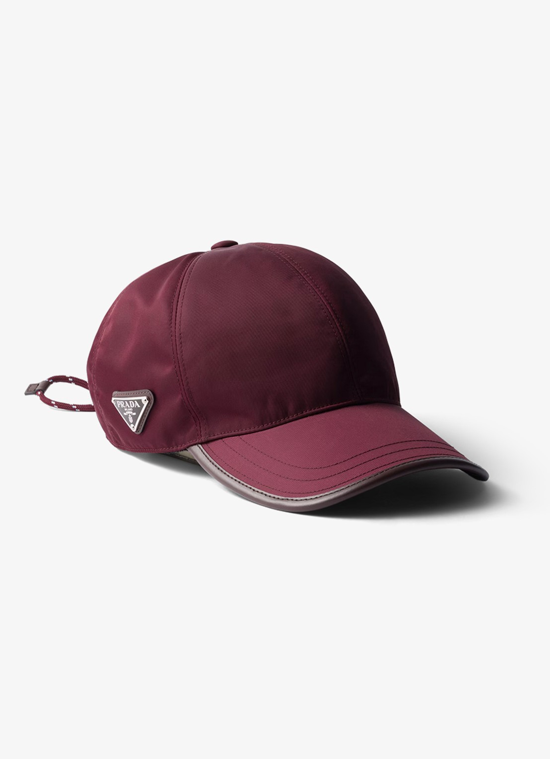 Prada Re-Nylon pet met leren details en trekkoord - voorkant 2 bordeauxrood