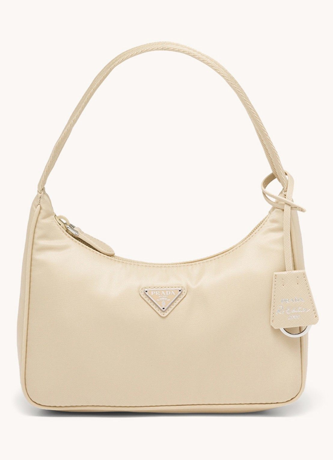 Prada Re-Nylon Re-Edition 2000 Mini schoudertas met logo - voorkant 2 beige