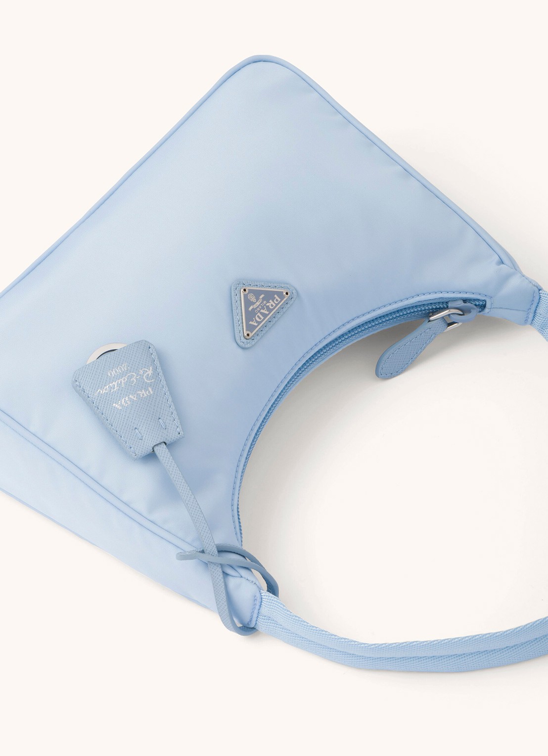 Prada Re-Nylon Re-Edition 2000 Mini schoudertas met logo - detail 3 lichtblauw