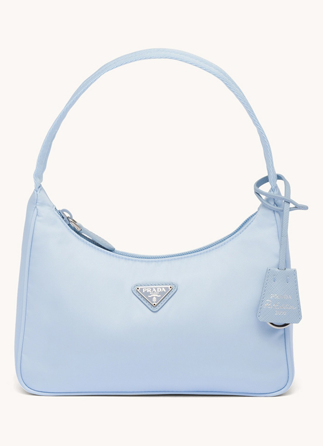 Prada Re-Nylon Re-Edition 2000 Mini schoudertas met logo - voorkant 6 lichtblauw