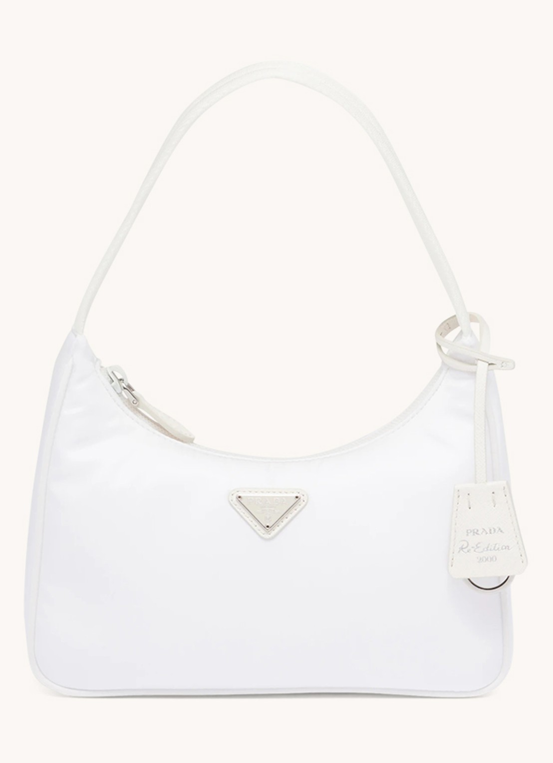 Prada Re-Nylon Re-Edition 2000 Mini schoudertas met logo - voorkant wit